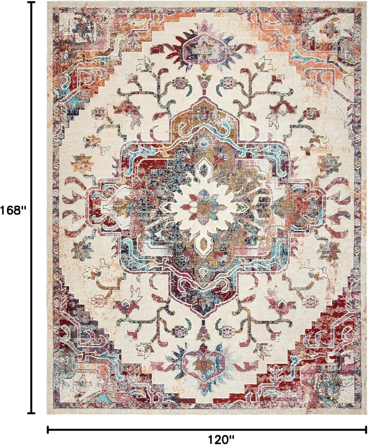 image:imageSAFAVIEH Crystal Collection Area Rug 8 x 10 Teal amp Rose Medallion Distressed Design NonShedding amp Easy Care Ideal for High Traffic Areas in Living Room Bedroom CRS501TLight BlueBurgundy