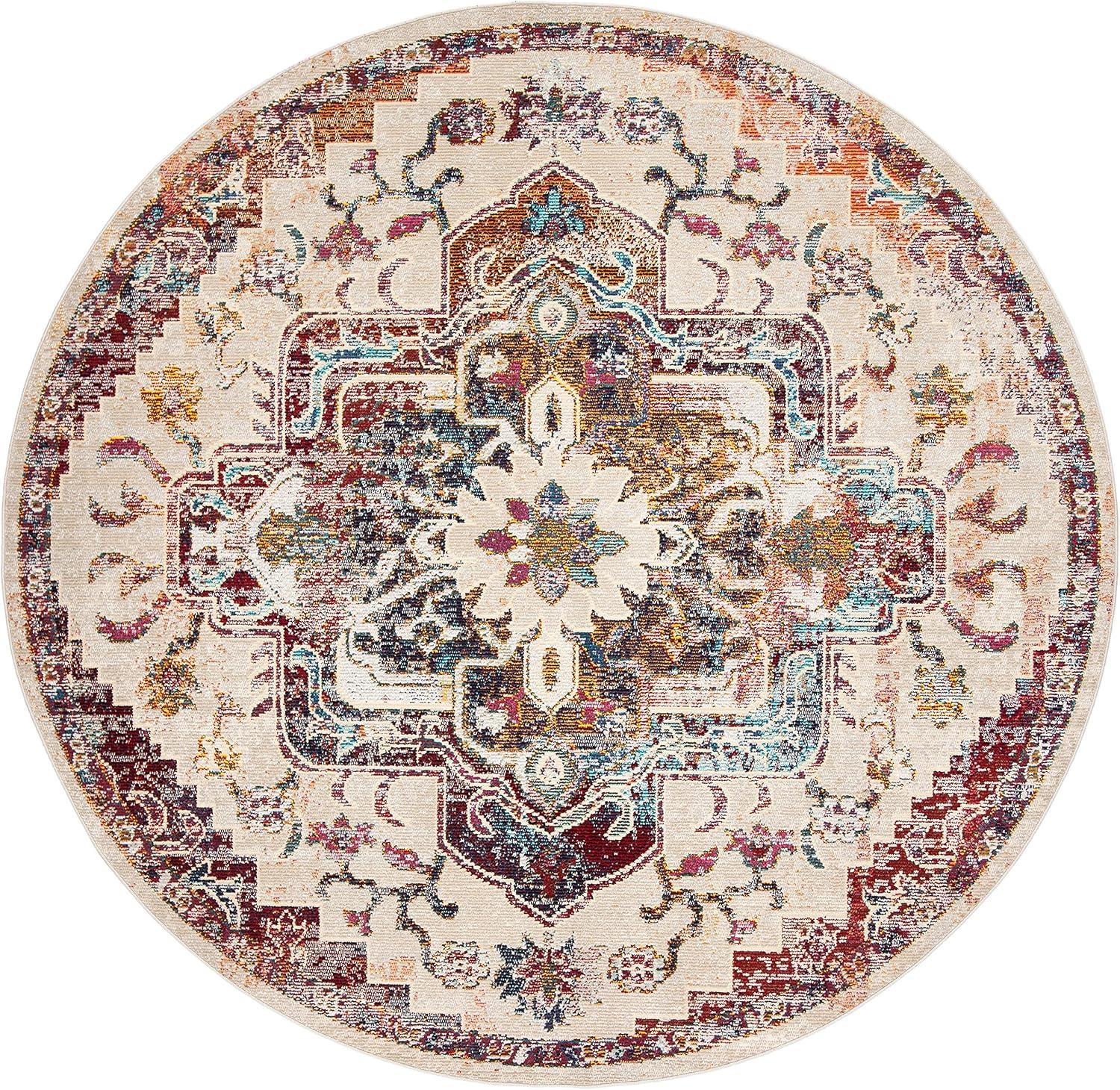 image:imageSAFAVIEH Crystal Collection Area Rug 8 x 10 Teal amp Rose Medallion Distressed Design NonShedding amp Easy Care Ideal for High Traffic Areas in Living Room Bedroom CRS501TLight BlueBurgundy