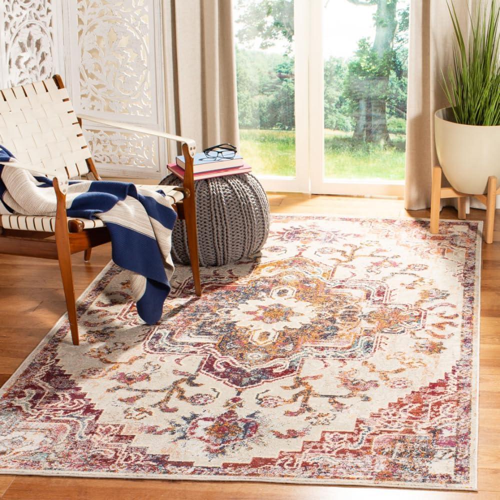 image:imageSAFAVIEH Crystal Collection Area Rug 8 x 10 Teal amp Rose Medallion Distressed Design NonShedding amp Easy Care Ideal for High Traffic Areas in Living Room Bedroom CRS501TLight BlueBurgundy