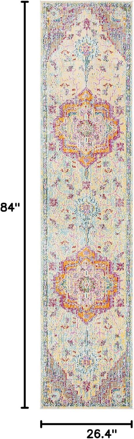 image:imageSAFAVIEH Crystal Collection Area Rug 8 x 10 Teal amp Rose Medallion Distressed Design NonShedding amp Easy Care Ideal for High Traffic Areas in Living Room Bedroom CRS501TLight BlueFuchsia
