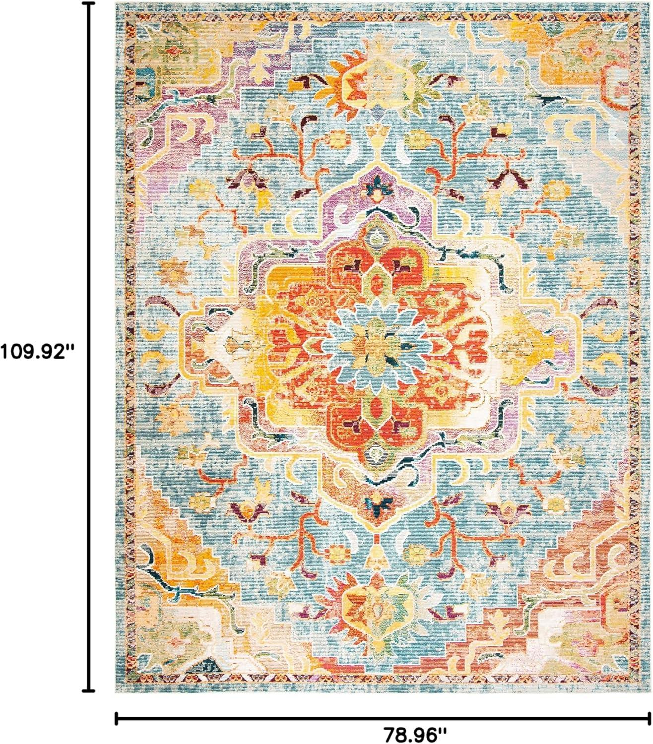 image:imageSAFAVIEH Crystal Collection Area Rug 8 x 10 Teal amp Rose Medallion Distressed Design NonShedding amp Easy Care Ideal for High Traffic Areas in Living Room Bedroom CRS501TOrangeTeal