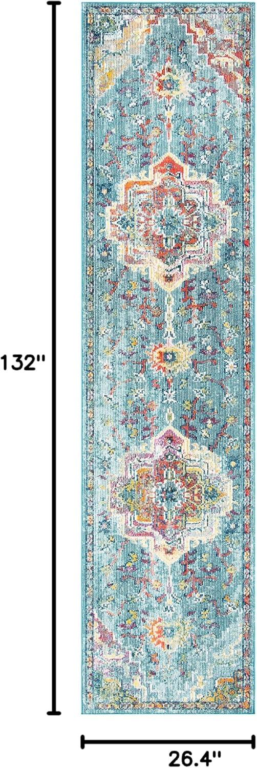 image:imageSAFAVIEH Crystal Collection Area Rug 8 x 10 Teal amp Rose Medallion Distressed Design NonShedding amp Easy Care Ideal for High Traffic Areas in Living Room Bedroom CRS501TTealOrange