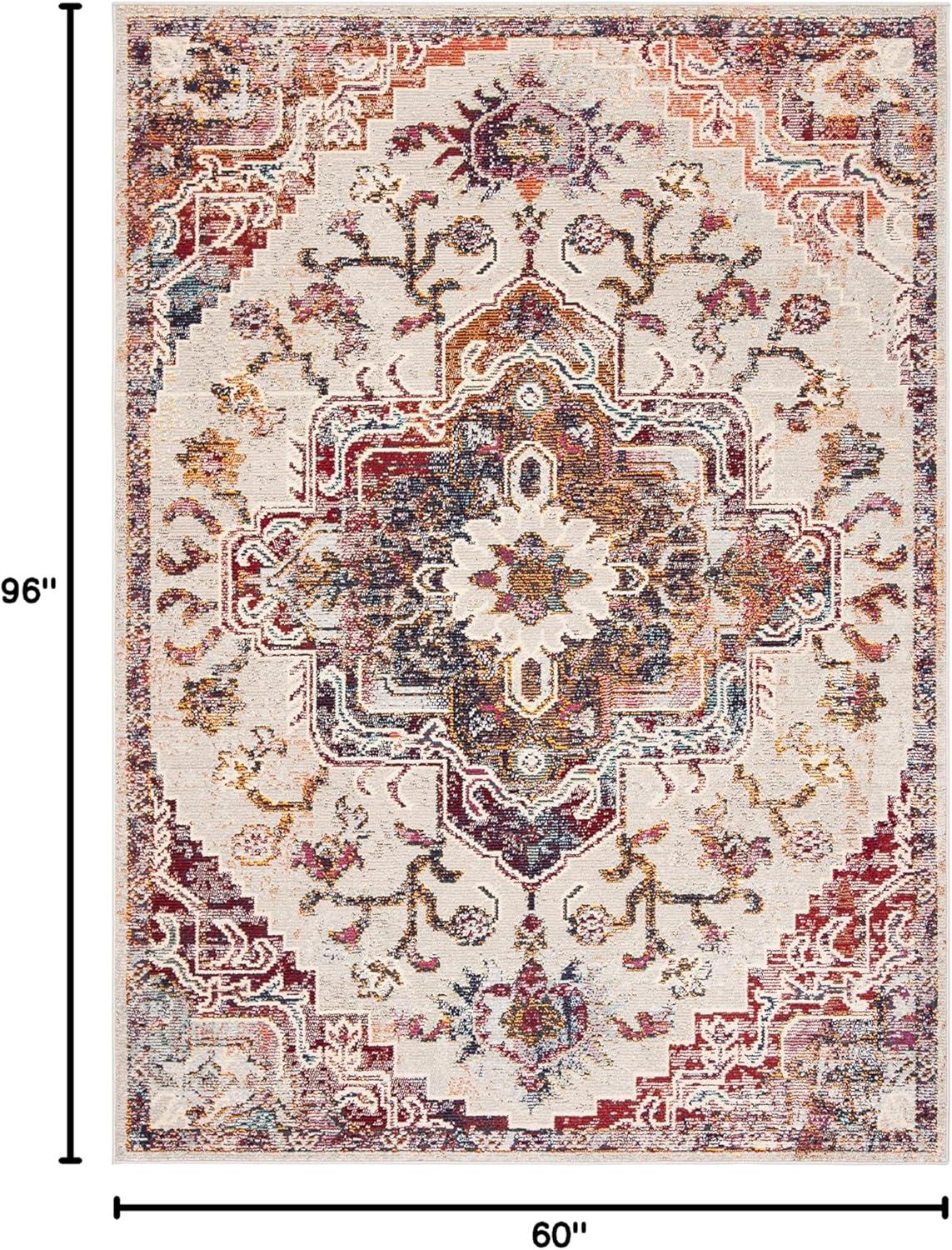 image:imageSAFAVIEH Crystal Collection Area Rug 8 x 10 Teal amp Rose Medallion Distressed Design NonShedding amp Easy Care Ideal for High Traffic Areas in Living Room Bedroom CRS501TLight BlueBurgundy