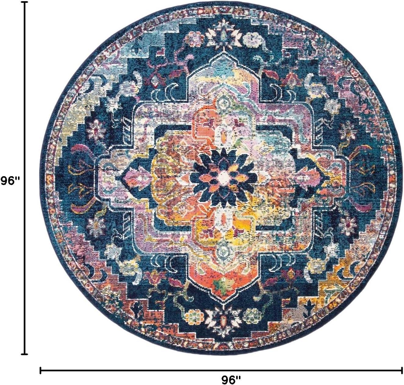 image:imageSAFAVIEH Crystal Collection Area Rug 8 x 10 Teal amp Rose Medallion Distressed Design NonShedding amp Easy Care Ideal for High Traffic Areas in Living Room Bedroom CRS501TNavyFuchsia