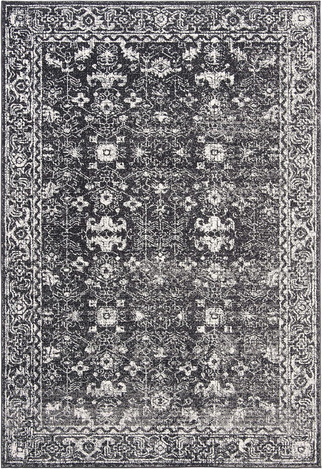image:imageSAFAVIEH Evoke Collection 8 x 10 Charcoal Ivory EVK270K Shabby Chic Distressed NonShedding Living Room Bedroom Dining Home Office Area RugCharcoalIvory
