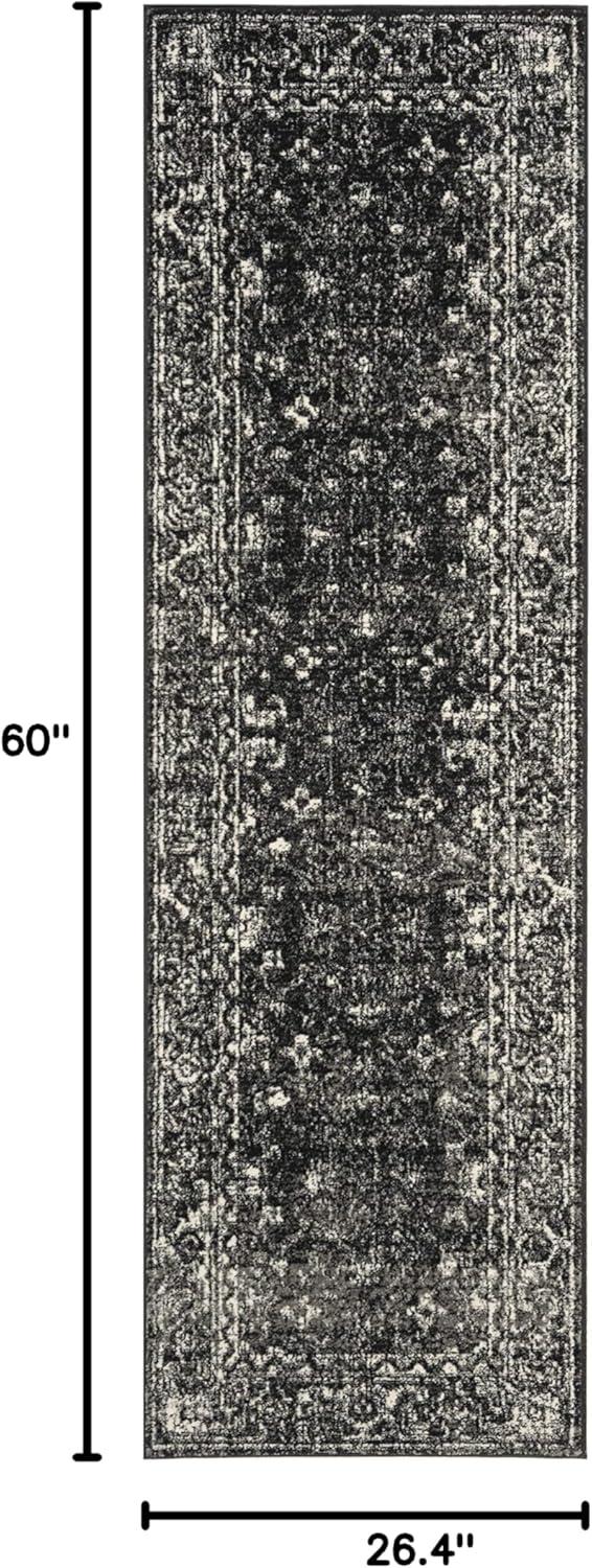 image:imageSAFAVIEH Evoke Collection 8 x 10 Charcoal Ivory EVK270K Shabby Chic Distressed NonShedding Living Room Bedroom Dining Home Office Area RugCharcoalIvory