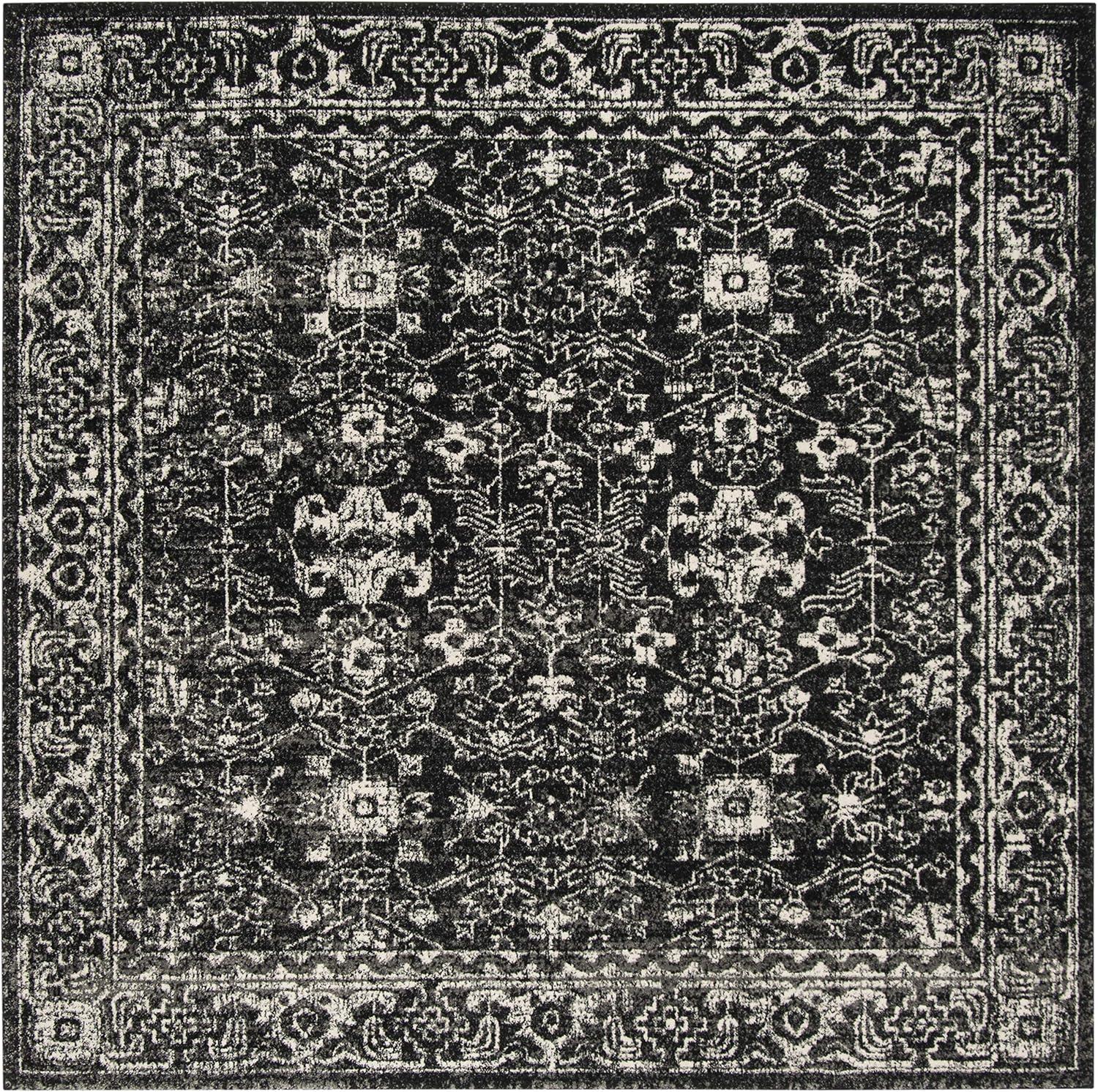 image:imageSAFAVIEH Evoke Collection 8 x 10 Charcoal Ivory EVK270K Shabby Chic Distressed NonShedding Living Room Bedroom Dining Home Office Area RugCharcoalIvory