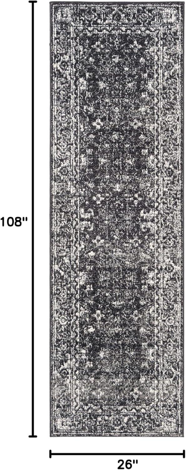 image:imageSAFAVIEH Evoke Collection 8 x 10 Charcoal Ivory EVK270K Shabby Chic Distressed NonShedding Living Room Bedroom Dining Home Office Area RugCharcoalIvory