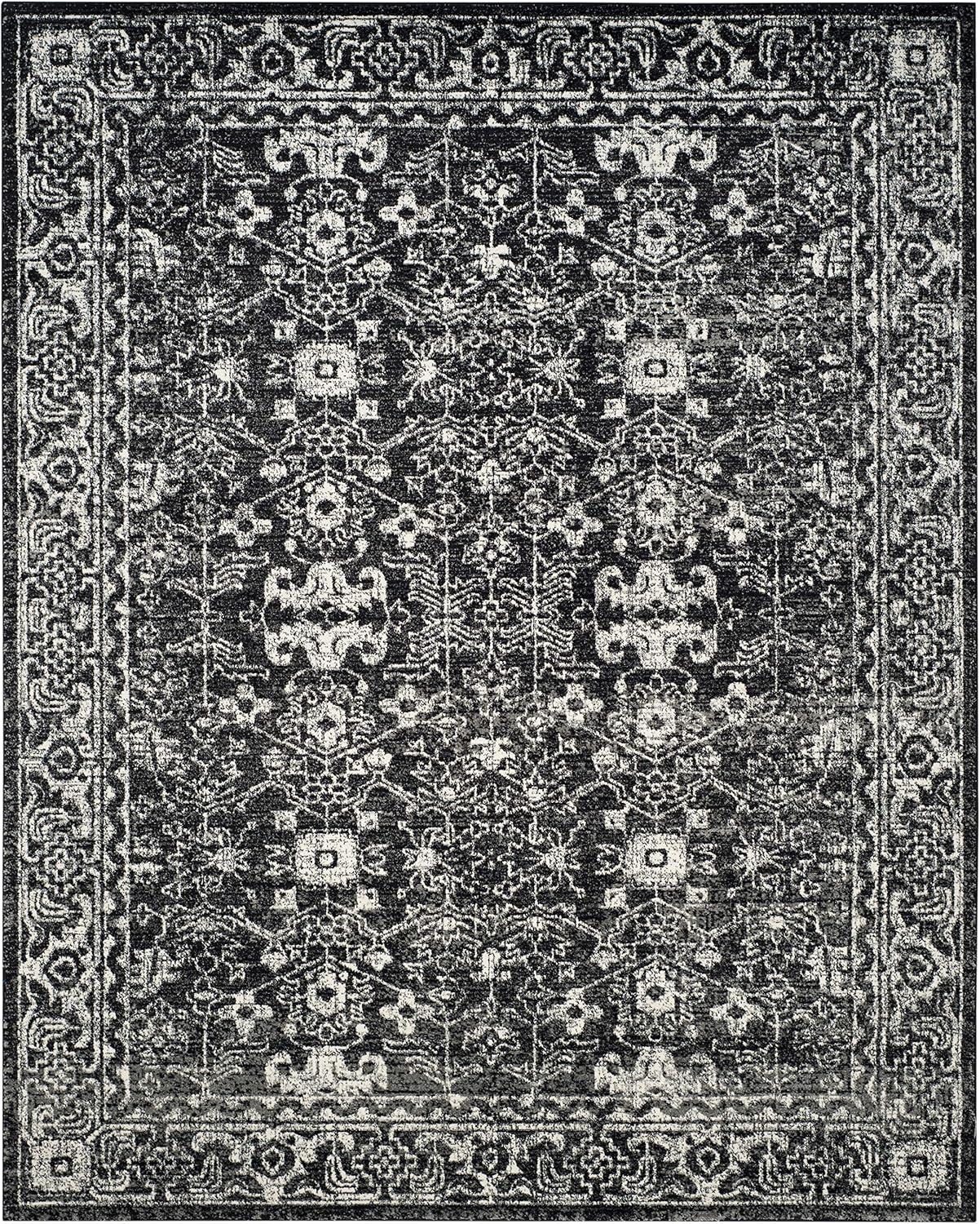 image:imageSAFAVIEH Evoke Collection 8 x 10 Charcoal Ivory EVK270K Shabby Chic Distressed NonShedding Living Room Bedroom Dining Home Office Area RugCharcoalIvory