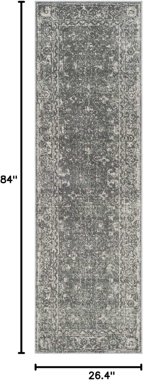 image:imageSAFAVIEH Evoke Collection 8 x 10 Charcoal Ivory EVK270K Shabby Chic Distressed NonShedding Living Room Bedroom Dining Home Office Area RugGreyIvory