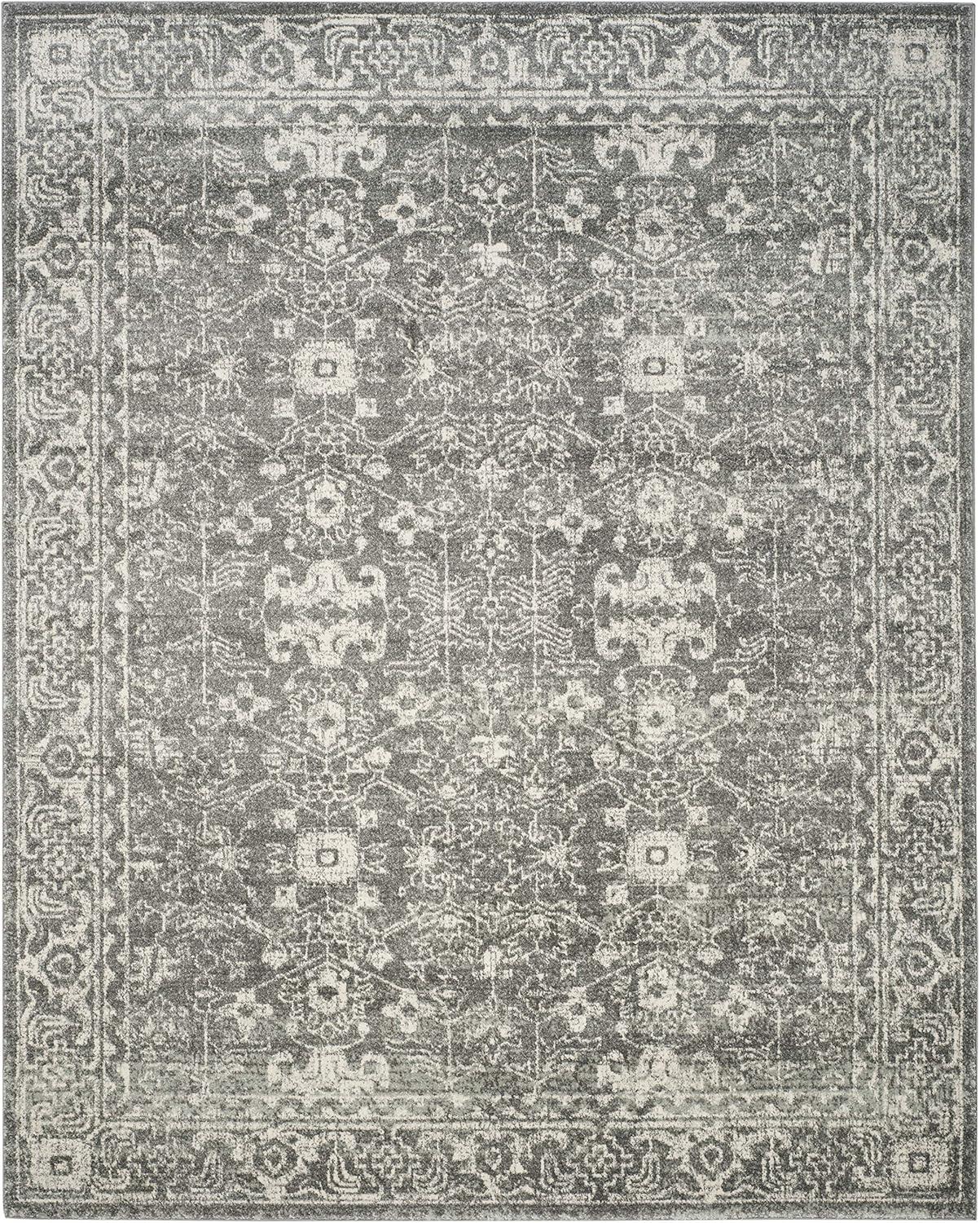 image:imageSAFAVIEH Evoke Collection 8 x 10 Charcoal Ivory EVK270K Shabby Chic Distressed NonShedding Living Room Bedroom Dining Home Office Area RugGreyIvory