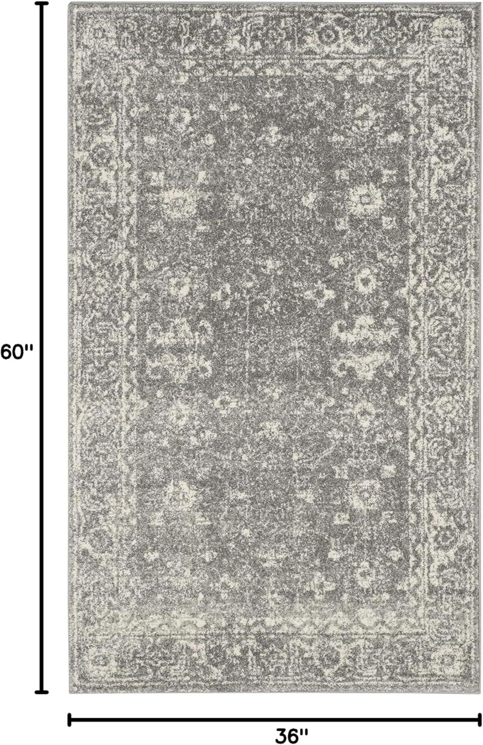 image:imageSAFAVIEH Evoke Collection 8 x 10 Charcoal Ivory EVK270K Shabby Chic Distressed NonShedding Living Room Bedroom Dining Home Office Area RugGreyIvory