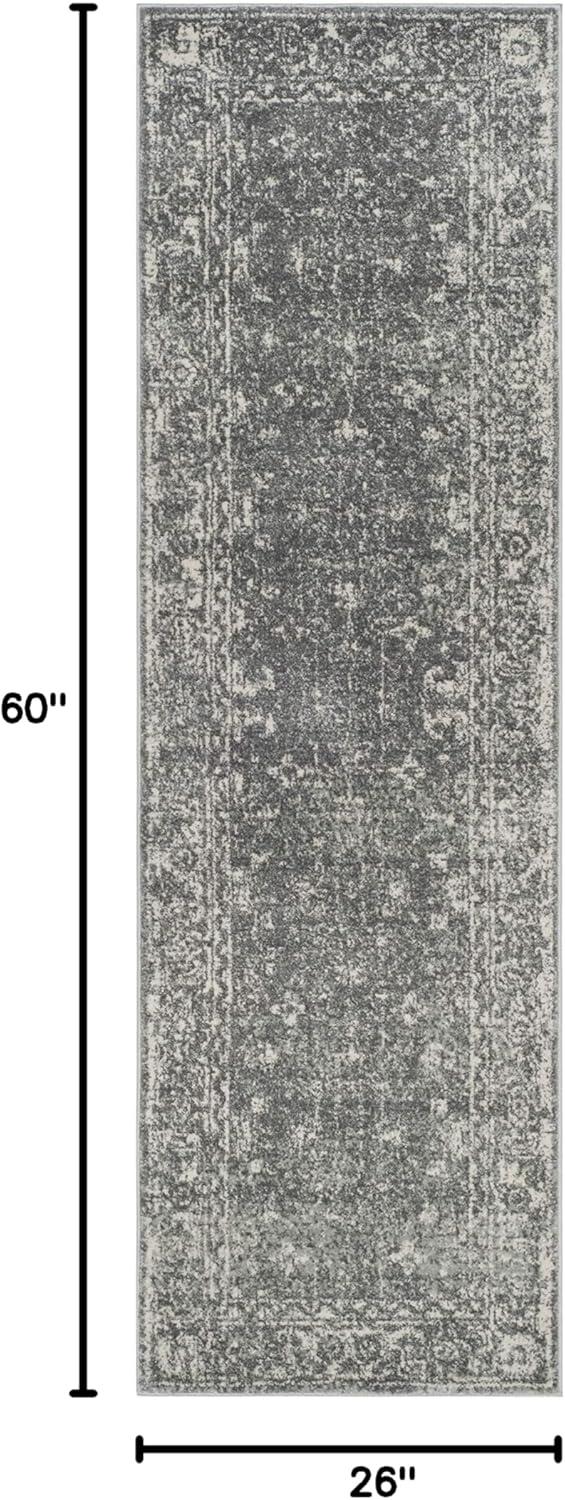 image:imageSAFAVIEH Evoke Collection 8 x 10 Charcoal Ivory EVK270K Shabby Chic Distressed NonShedding Living Room Bedroom Dining Home Office Area RugGreyIvory