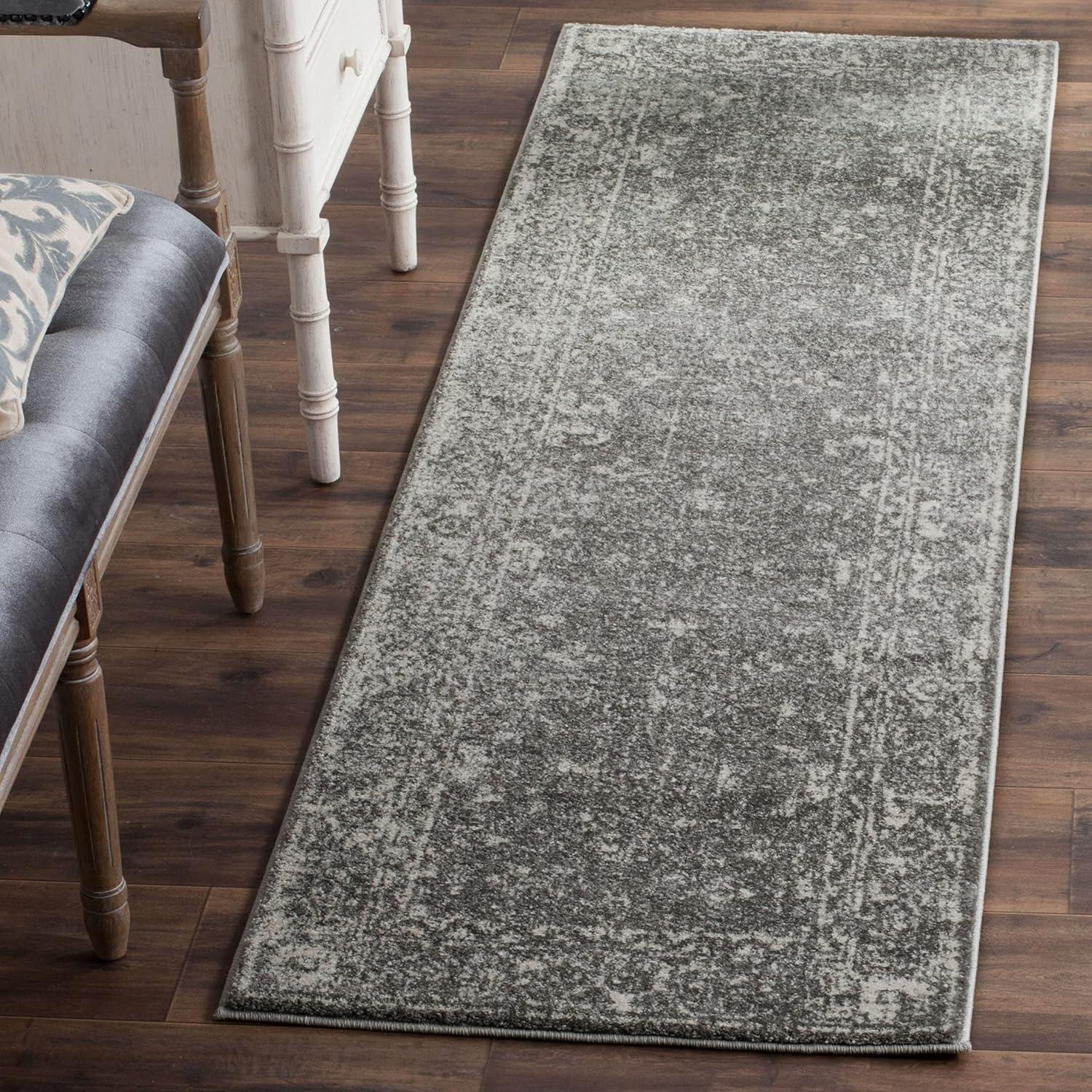 image:imageSAFAVIEH Evoke Collection 8 x 10 Charcoal Ivory EVK270K Shabby Chic Distressed NonShedding Living Room Bedroom Dining Home Office Area RugGreyIvory