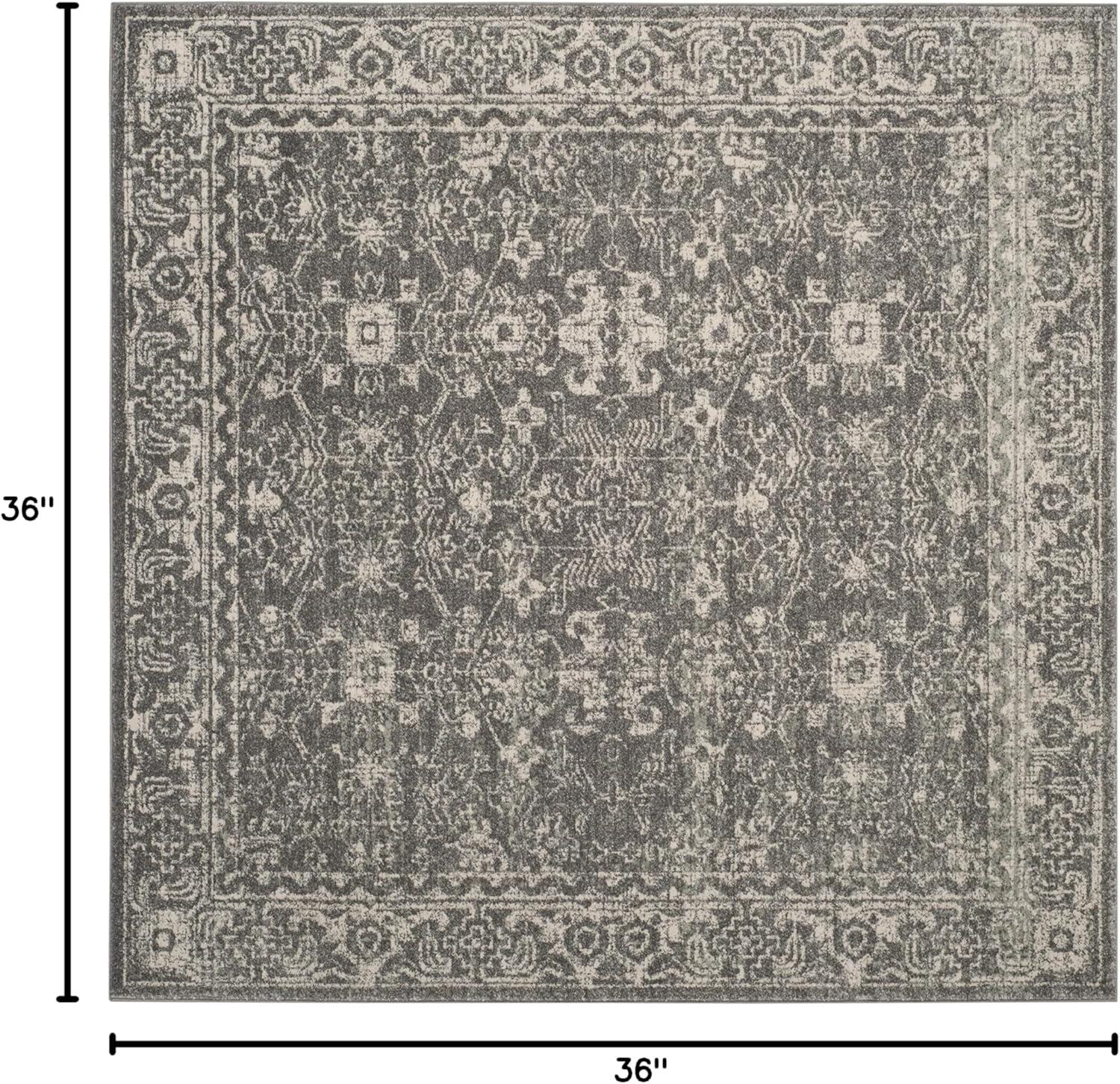 image:imageSAFAVIEH Evoke Collection 8 x 10 Charcoal Ivory EVK270K Shabby Chic Distressed NonShedding Living Room Bedroom Dining Home Office Area RugGreyIvory