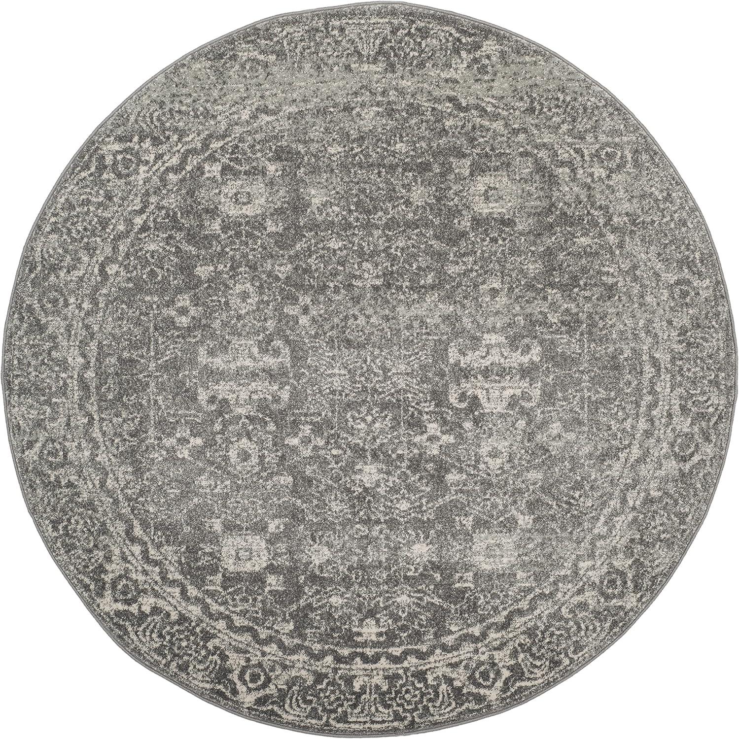 image:imageSAFAVIEH Evoke Collection 8 x 10 Charcoal Ivory EVK270K Shabby Chic Distressed NonShedding Living Room Bedroom Dining Home Office Area RugGreyIvory