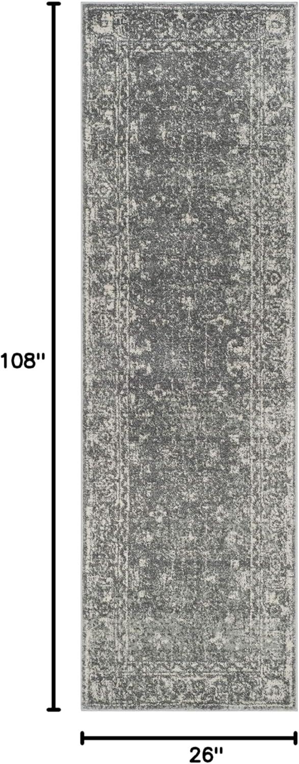 image:imageSAFAVIEH Evoke Collection 8 x 10 Charcoal Ivory EVK270K Shabby Chic Distressed NonShedding Living Room Bedroom Dining Home Office Area RugGreyIvory