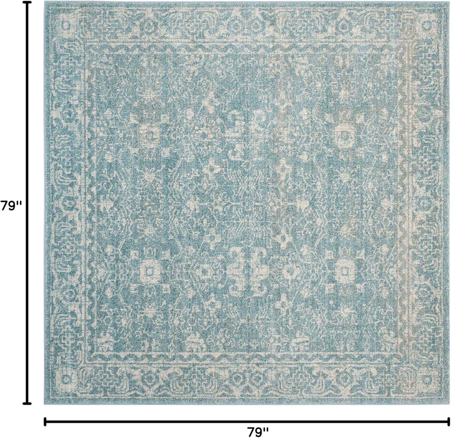 image:imageSAFAVIEH Evoke Collection 8 x 10 Charcoal Ivory EVK270K Shabby Chic Distressed NonShedding Living Room Bedroom Dining Home Office Area RugLight Blue Ivory