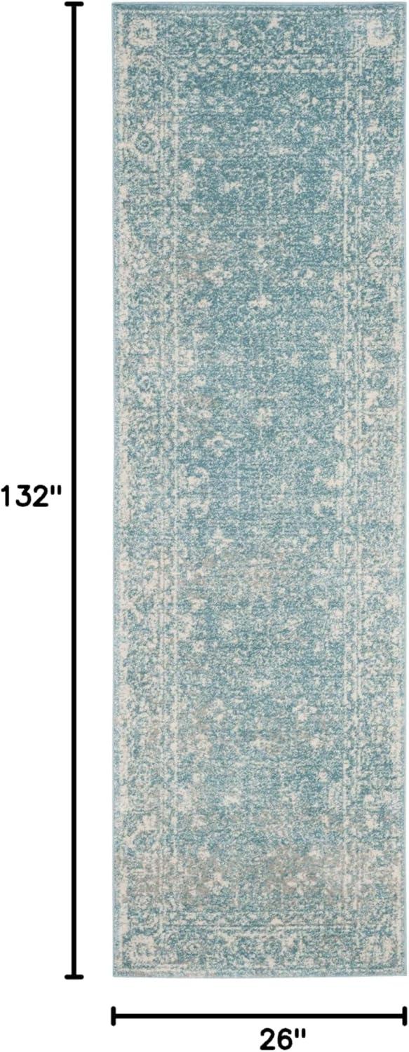 image:imageSAFAVIEH Evoke Collection 8 x 10 Charcoal Ivory EVK270K Shabby Chic Distressed NonShedding Living Room Bedroom Dining Home Office Area RugLight Blue Ivory