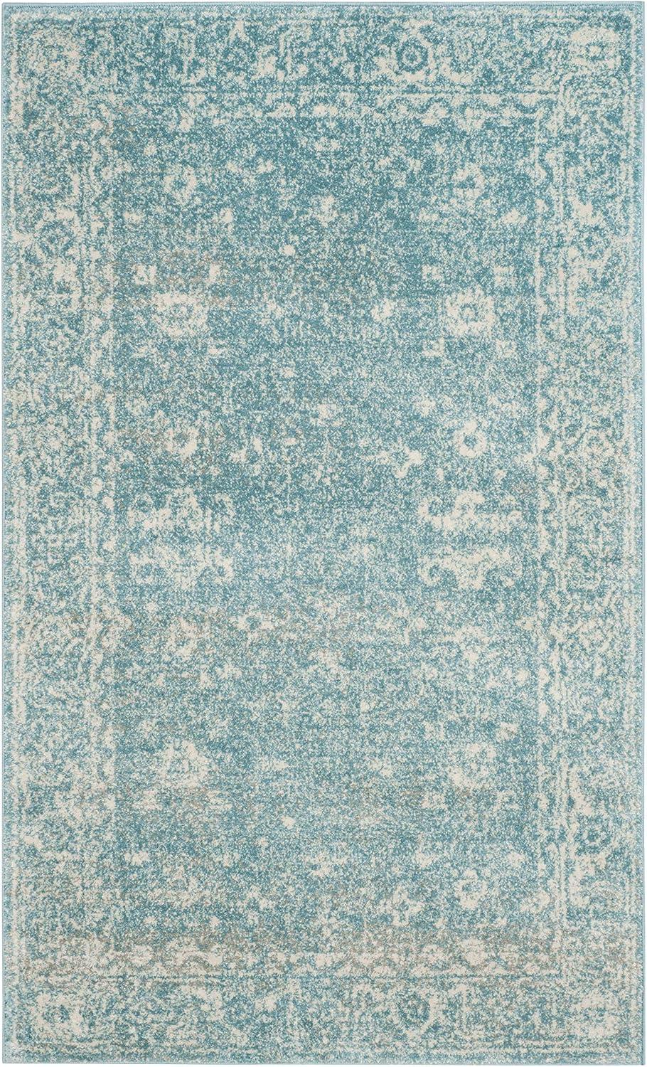 image:imageSAFAVIEH Evoke Collection 8 x 10 Charcoal Ivory EVK270K Shabby Chic Distressed NonShedding Living Room Bedroom Dining Home Office Area RugLight Blue Ivory