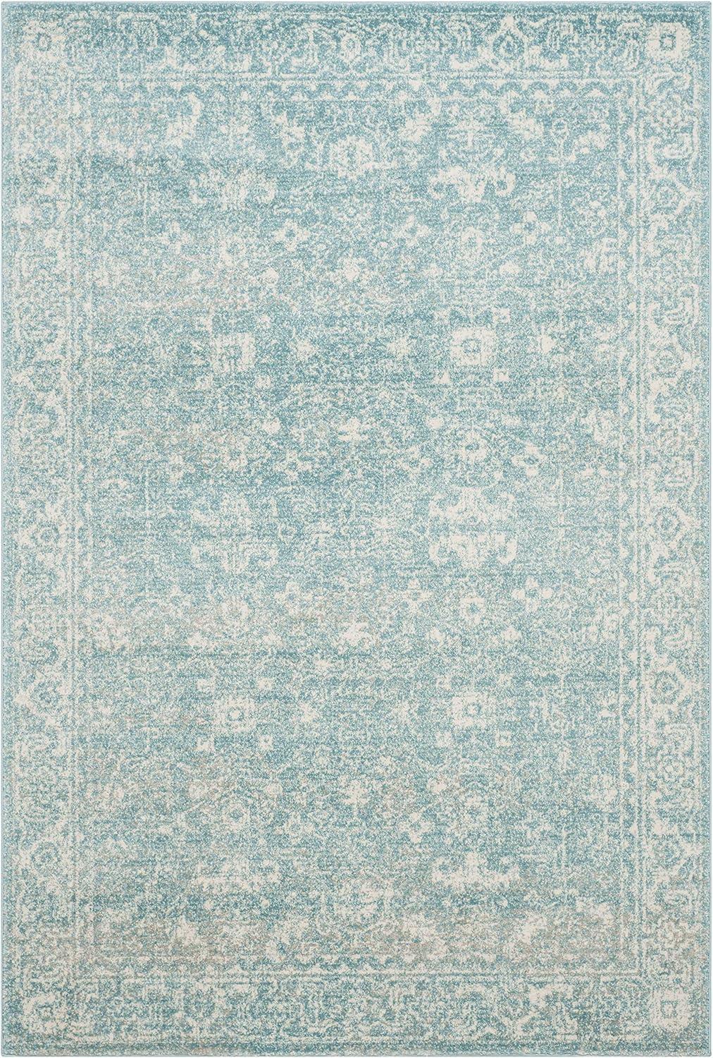 image:imageSAFAVIEH Evoke Collection 8 x 10 Charcoal Ivory EVK270K Shabby Chic Distressed NonShedding Living Room Bedroom Dining Home Office Area RugLight Blue Ivory