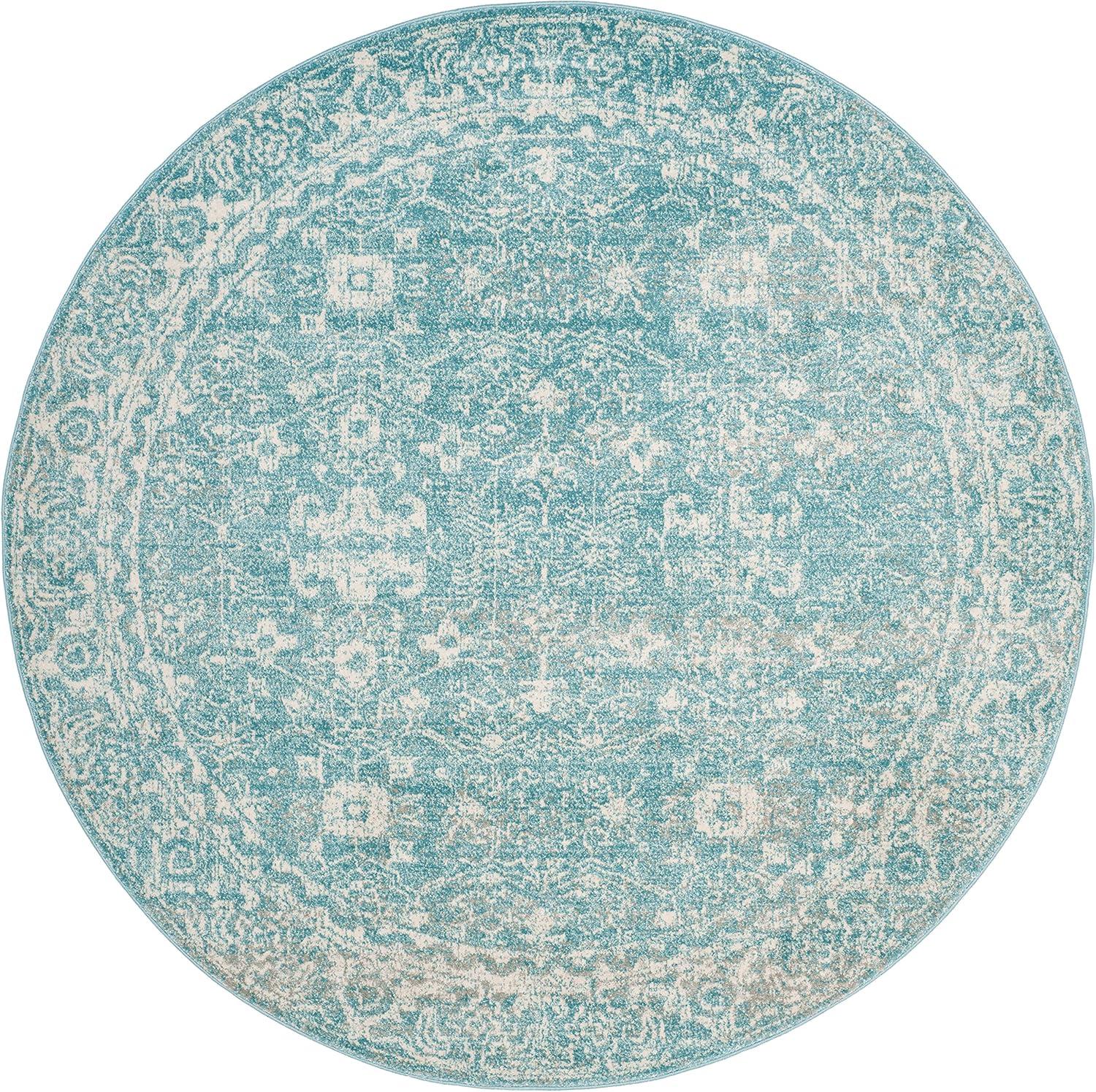 image:imageSAFAVIEH Evoke Collection 8 x 10 Charcoal Ivory EVK270K Shabby Chic Distressed NonShedding Living Room Bedroom Dining Home Office Area RugLight Blue Ivory