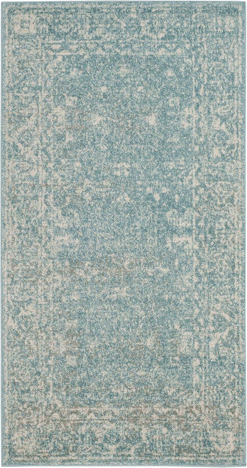 image:imageSAFAVIEH Evoke Collection 8 x 10 Charcoal Ivory EVK270K Shabby Chic Distressed NonShedding Living Room Bedroom Dining Home Office Area RugLight Blue Ivory