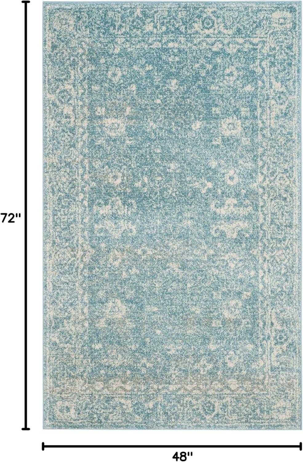 image:imageSAFAVIEH Evoke Collection 8 x 10 Charcoal Ivory EVK270K Shabby Chic Distressed NonShedding Living Room Bedroom Dining Home Office Area RugLight Blue Ivory