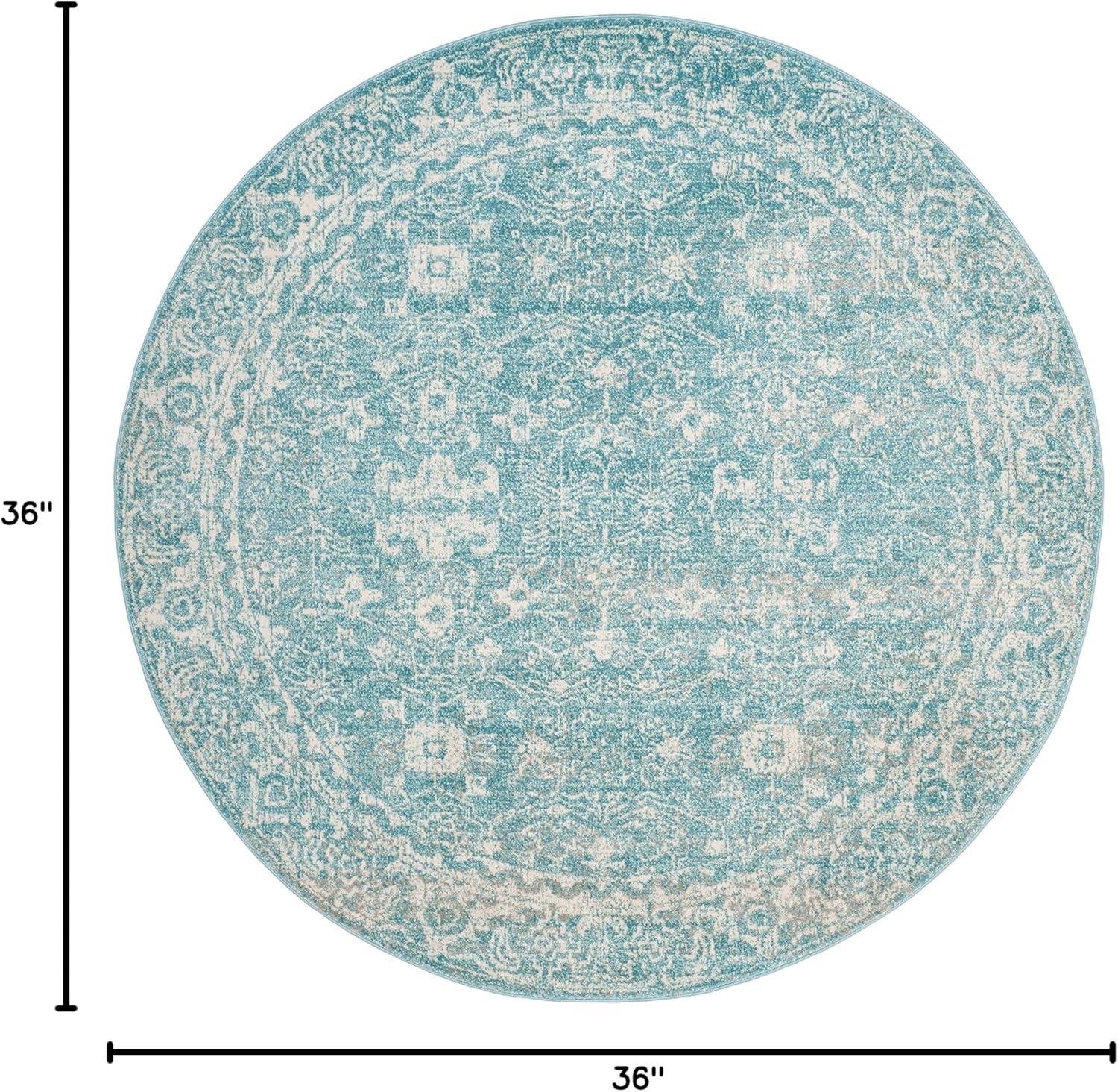 image:imageSAFAVIEH Evoke Collection 8 x 10 Charcoal Ivory EVK270K Shabby Chic Distressed NonShedding Living Room Bedroom Dining Home Office Area RugLight Blue Ivory