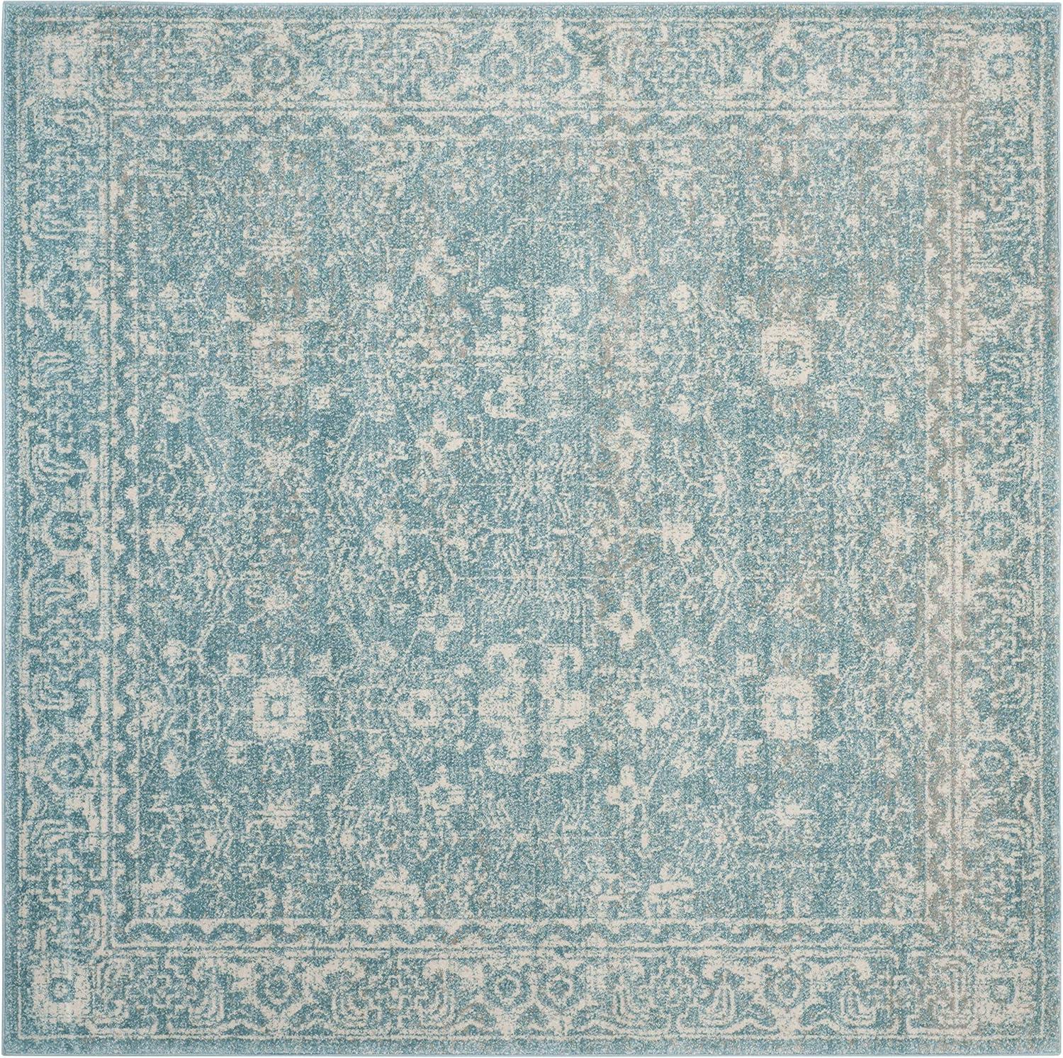 image:imageSAFAVIEH Evoke Collection 8 x 10 Charcoal Ivory EVK270K Shabby Chic Distressed NonShedding Living Room Bedroom Dining Home Office Area RugLight Blue Ivory