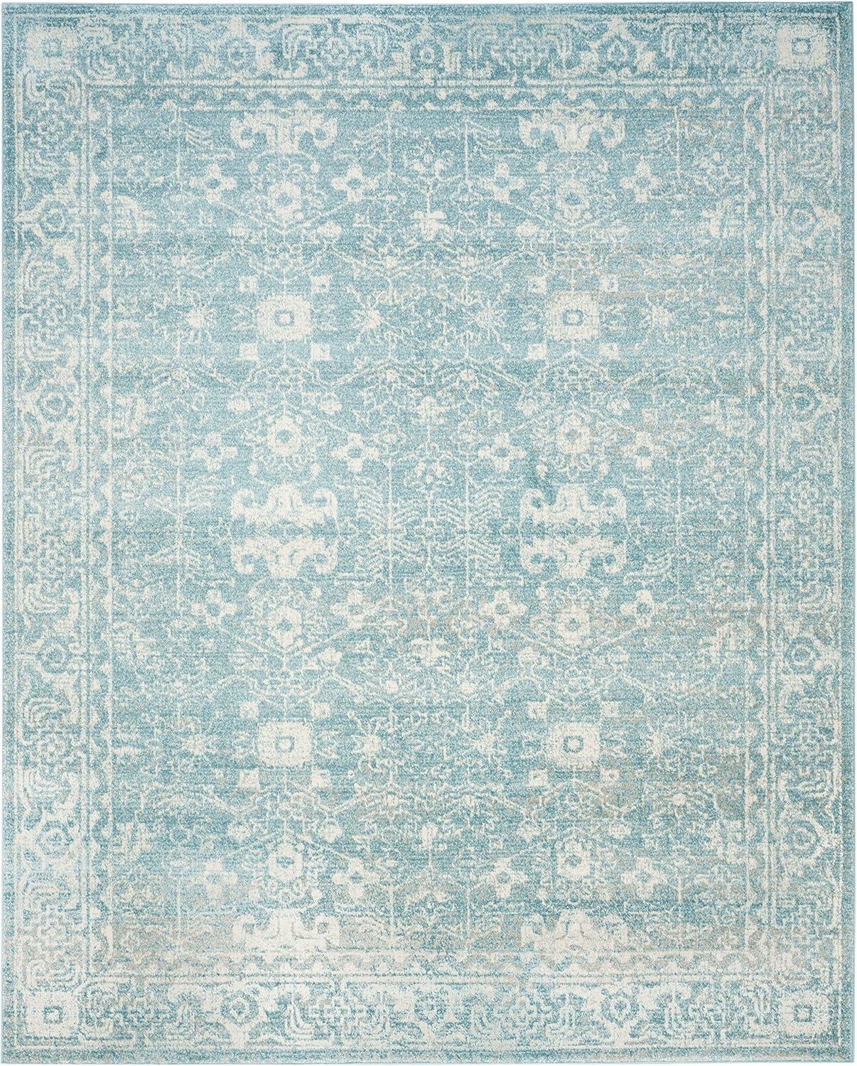 image:imageSAFAVIEH Evoke Collection 8 x 10 Charcoal Ivory EVK270K Shabby Chic Distressed NonShedding Living Room Bedroom Dining Home Office Area RugLight Blue Ivory
