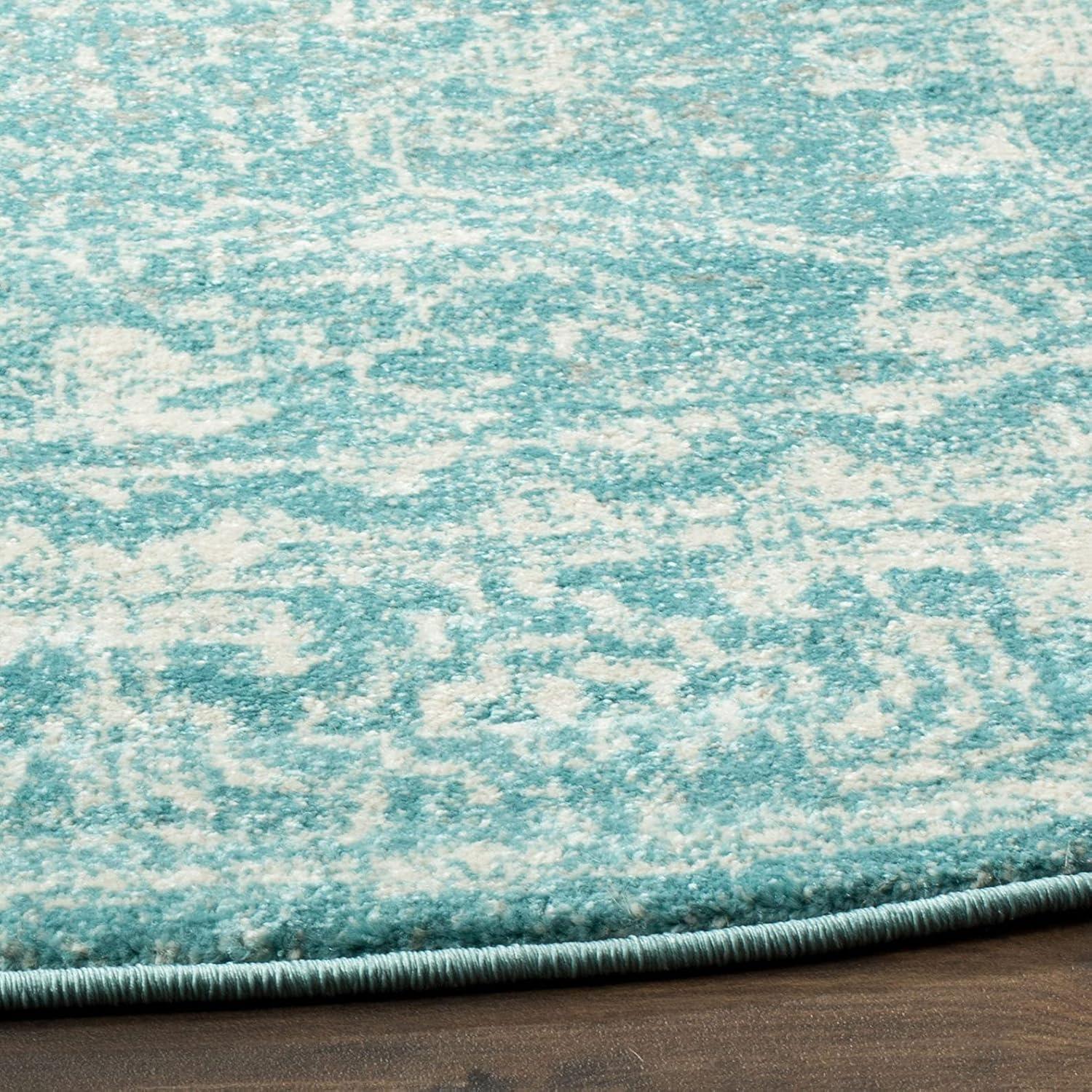 image:imageSAFAVIEH Evoke Collection 8 x 10 Charcoal Ivory EVK270K Shabby Chic Distressed NonShedding Living Room Bedroom Dining Home Office Area RugLight Blue Ivory
