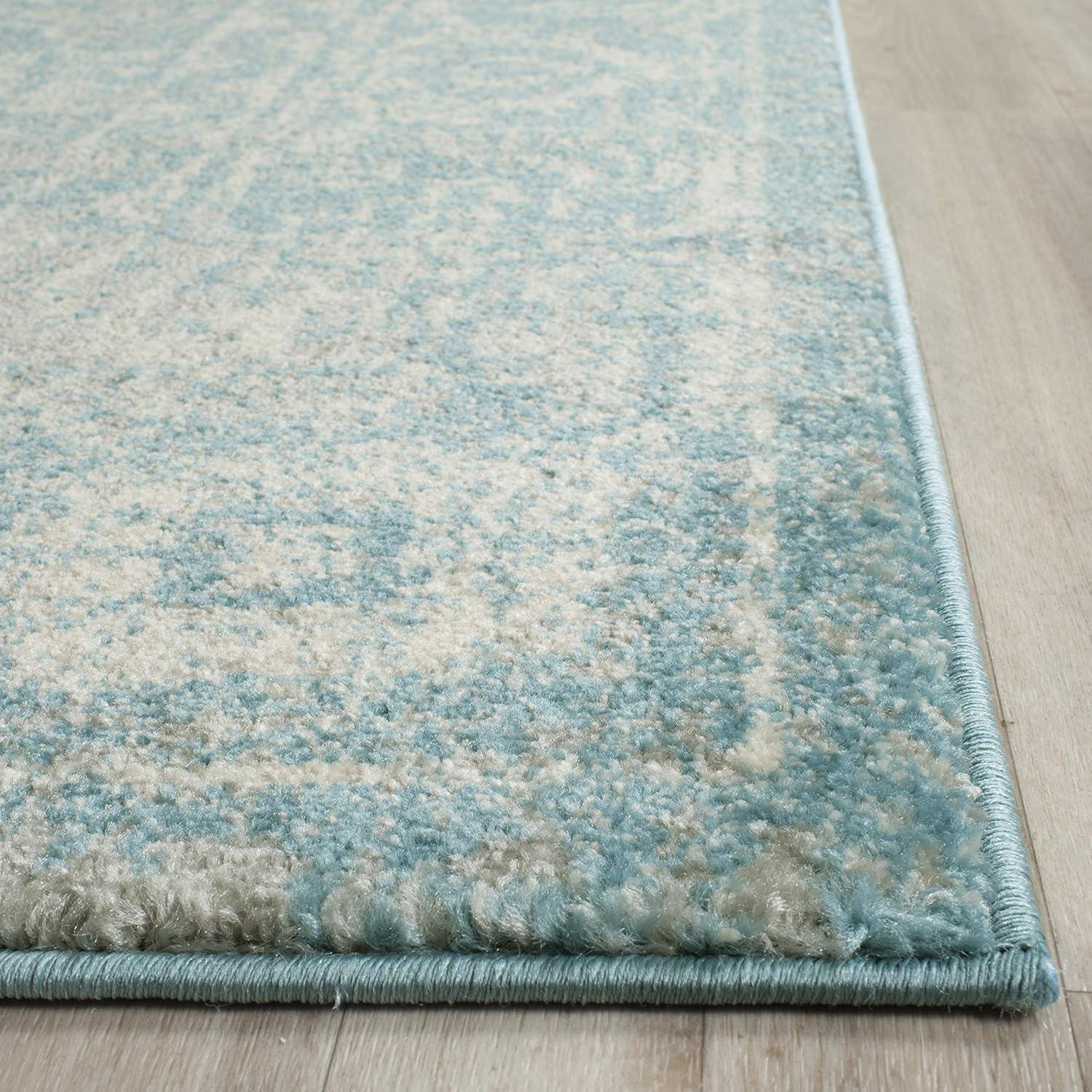 image:imageSAFAVIEH Evoke Collection 8 x 10 Charcoal Ivory EVK270K Shabby Chic Distressed NonShedding Living Room Bedroom Dining Home Office Area RugLight Blue Ivory