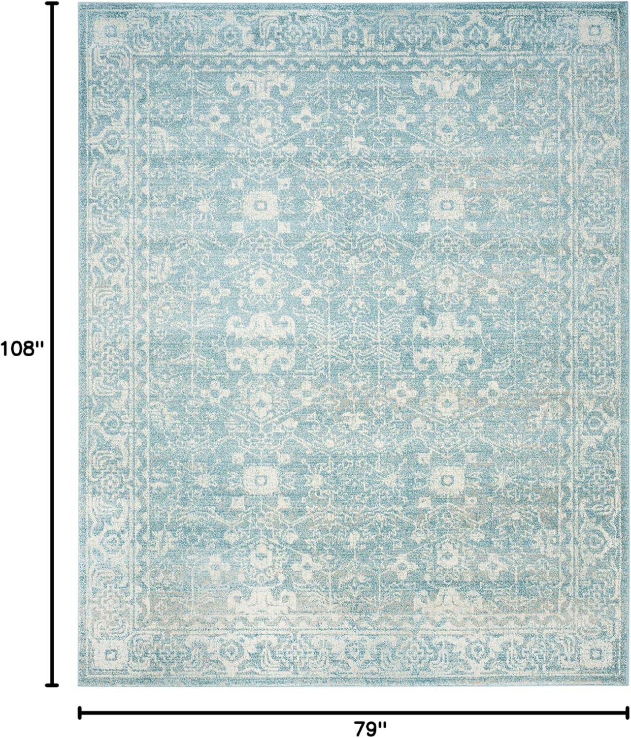 image:imageSAFAVIEH Evoke Collection 8 x 10 Charcoal Ivory EVK270K Shabby Chic Distressed NonShedding Living Room Bedroom Dining Home Office Area RugLight Blue Ivory