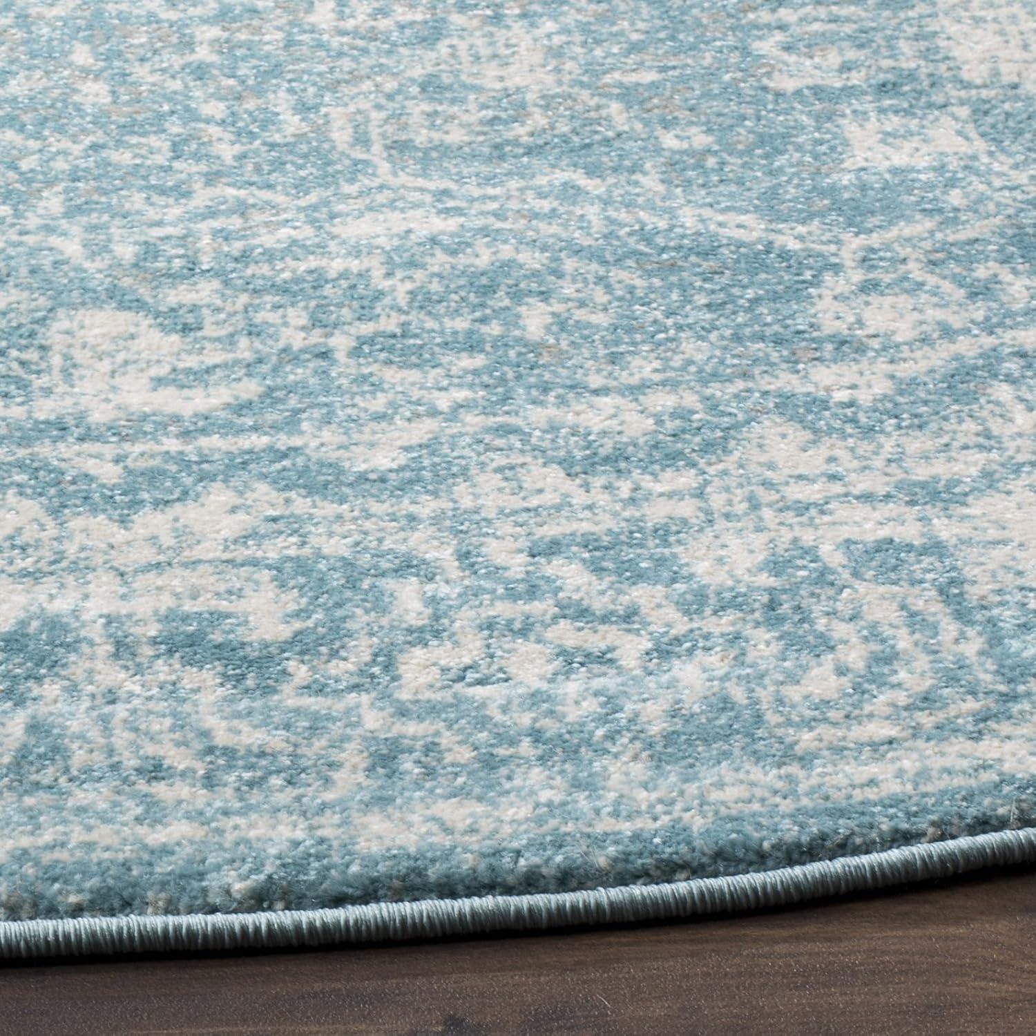 image:imageSAFAVIEH Evoke Collection 8 x 10 Charcoal Ivory EVK270K Shabby Chic Distressed NonShedding Living Room Bedroom Dining Home Office Area RugLight Blue Ivory