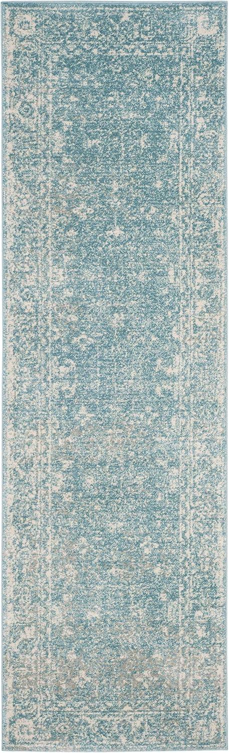 image:imageSAFAVIEH Evoke Collection 8 x 10 Charcoal Ivory EVK270K Shabby Chic Distressed NonShedding Living Room Bedroom Dining Home Office Area RugLight Blue Ivory