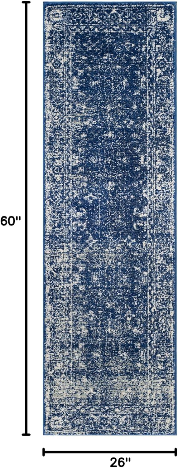 image:imageSAFAVIEH Evoke Collection 8 x 10 Charcoal Ivory EVK270K Shabby Chic Distressed NonShedding Living Room Bedroom Dining Home Office Area RugNavyIvory