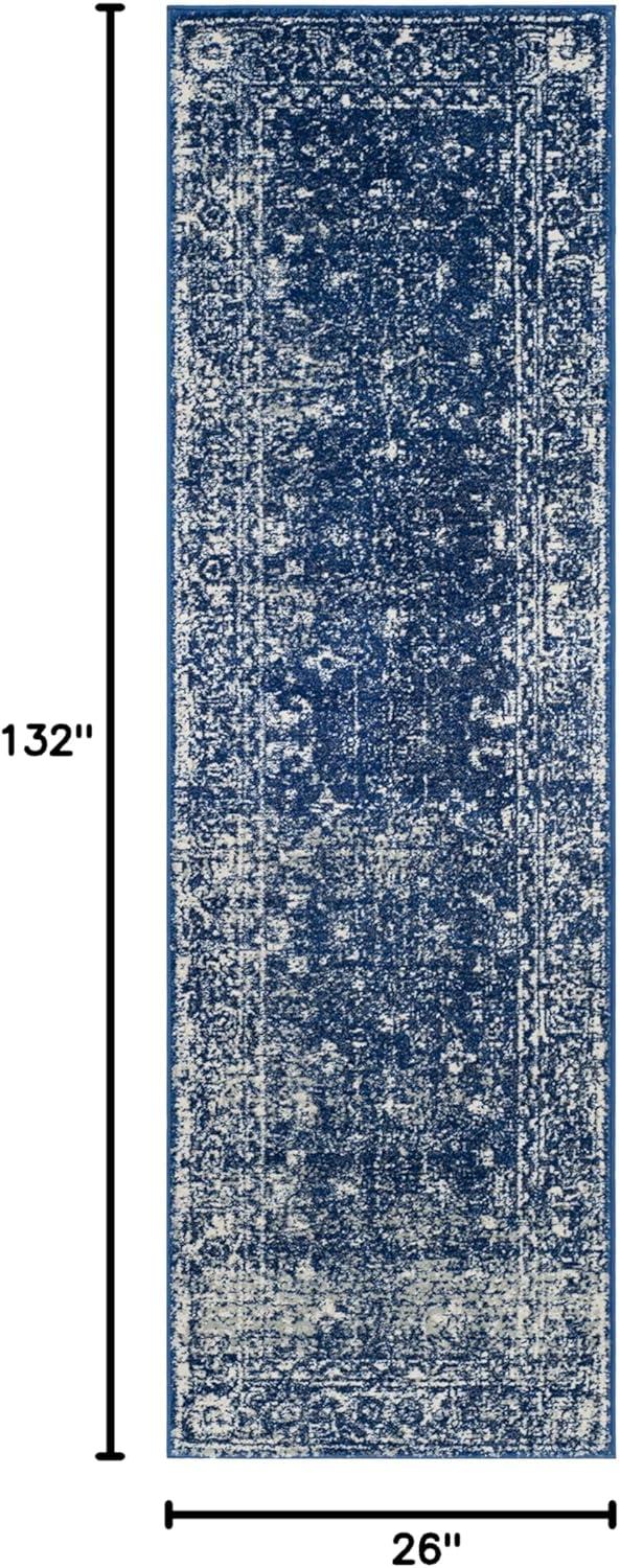 image:imageSAFAVIEH Evoke Collection 8 x 10 Charcoal Ivory EVK270K Shabby Chic Distressed NonShedding Living Room Bedroom Dining Home Office Area RugNavyIvory
