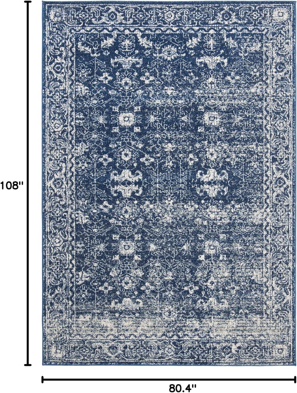 image:imageSAFAVIEH Evoke Collection 8 x 10 Charcoal Ivory EVK270K Shabby Chic Distressed NonShedding Living Room Bedroom Dining Home Office Area RugNavyIvory