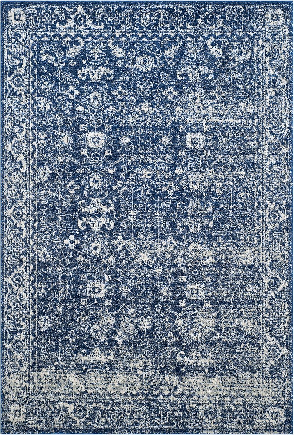 image:imageSAFAVIEH Evoke Collection 8 x 10 Charcoal Ivory EVK270K Shabby Chic Distressed NonShedding Living Room Bedroom Dining Home Office Area RugNavyIvory