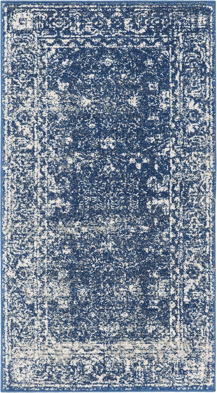 image:imageSAFAVIEH Evoke Collection 8 x 10 Charcoal Ivory EVK270K Shabby Chic Distressed NonShedding Living Room Bedroom Dining Home Office Area RugNavyIvory