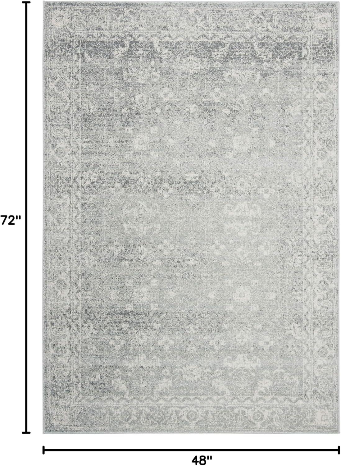 image:imageSAFAVIEH Evoke Collection 8 x 10 Charcoal Ivory EVK270K Shabby Chic Distressed NonShedding Living Room Bedroom Dining Home Office Area RugSilverIvory