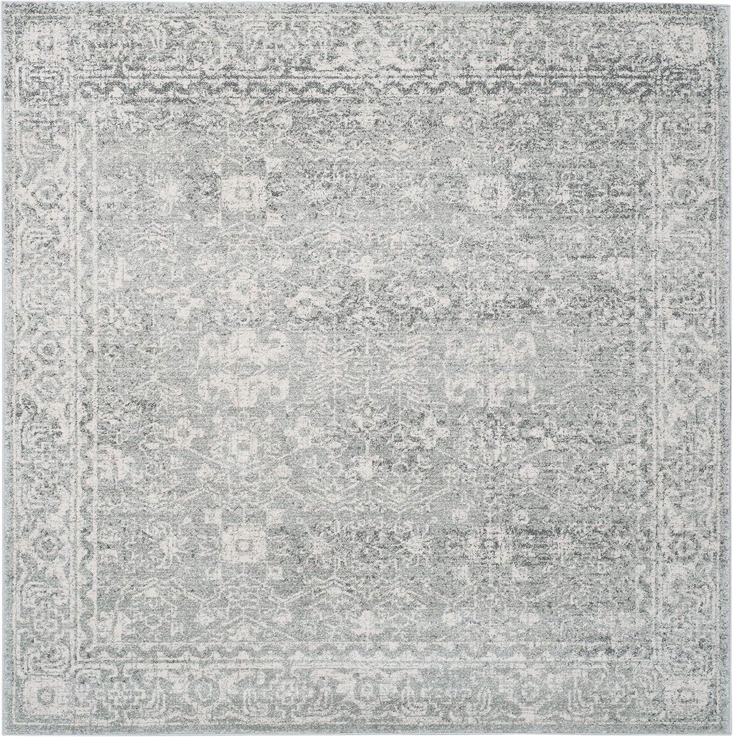 image:imageSAFAVIEH Evoke Collection 8 x 10 Charcoal Ivory EVK270K Shabby Chic Distressed NonShedding Living Room Bedroom Dining Home Office Area RugSilverIvory
