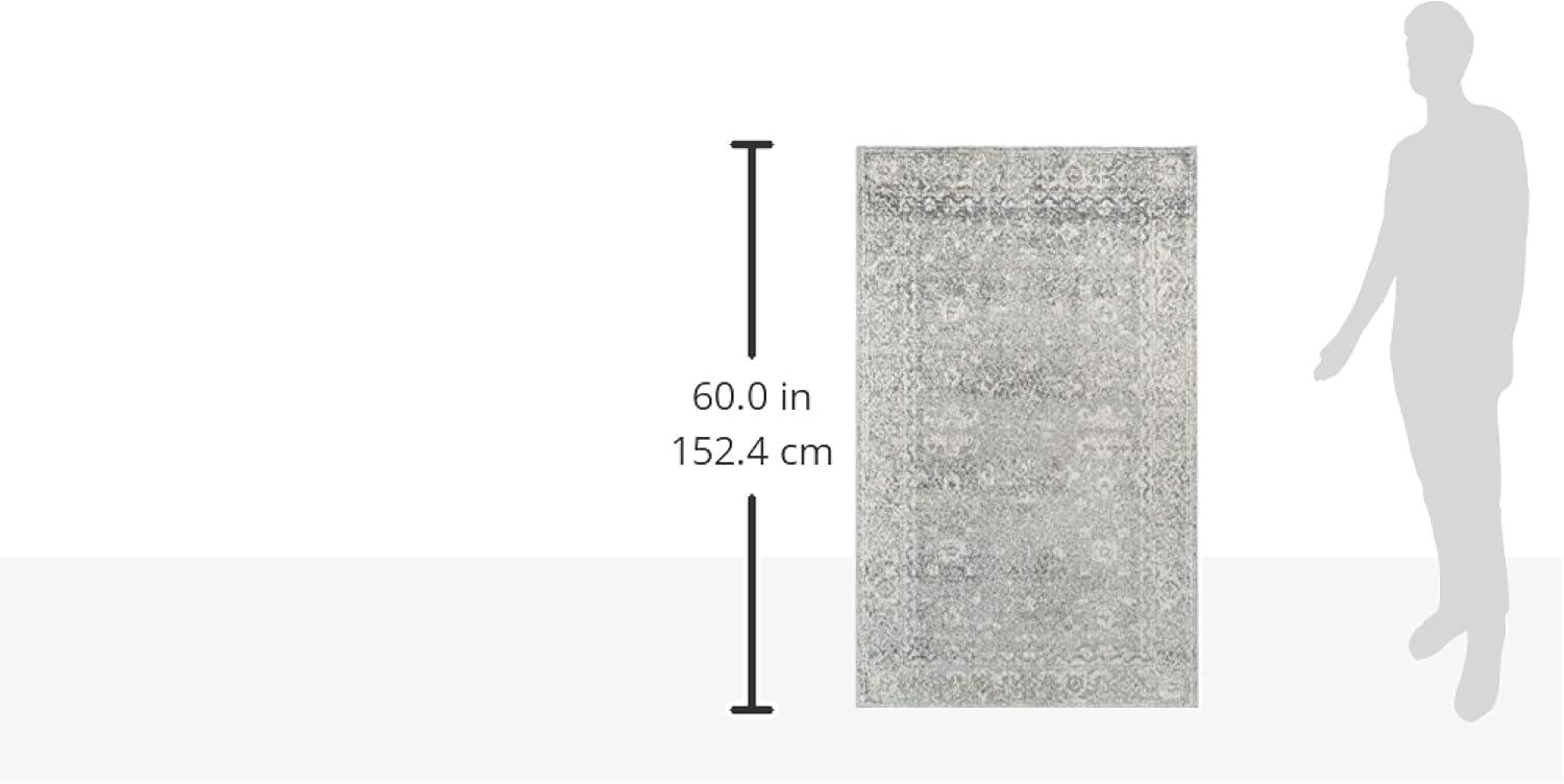 image:imageSAFAVIEH Evoke Collection 8 x 10 Charcoal Ivory EVK270K Shabby Chic Distressed NonShedding Living Room Bedroom Dining Home Office Area RugSilverIvory