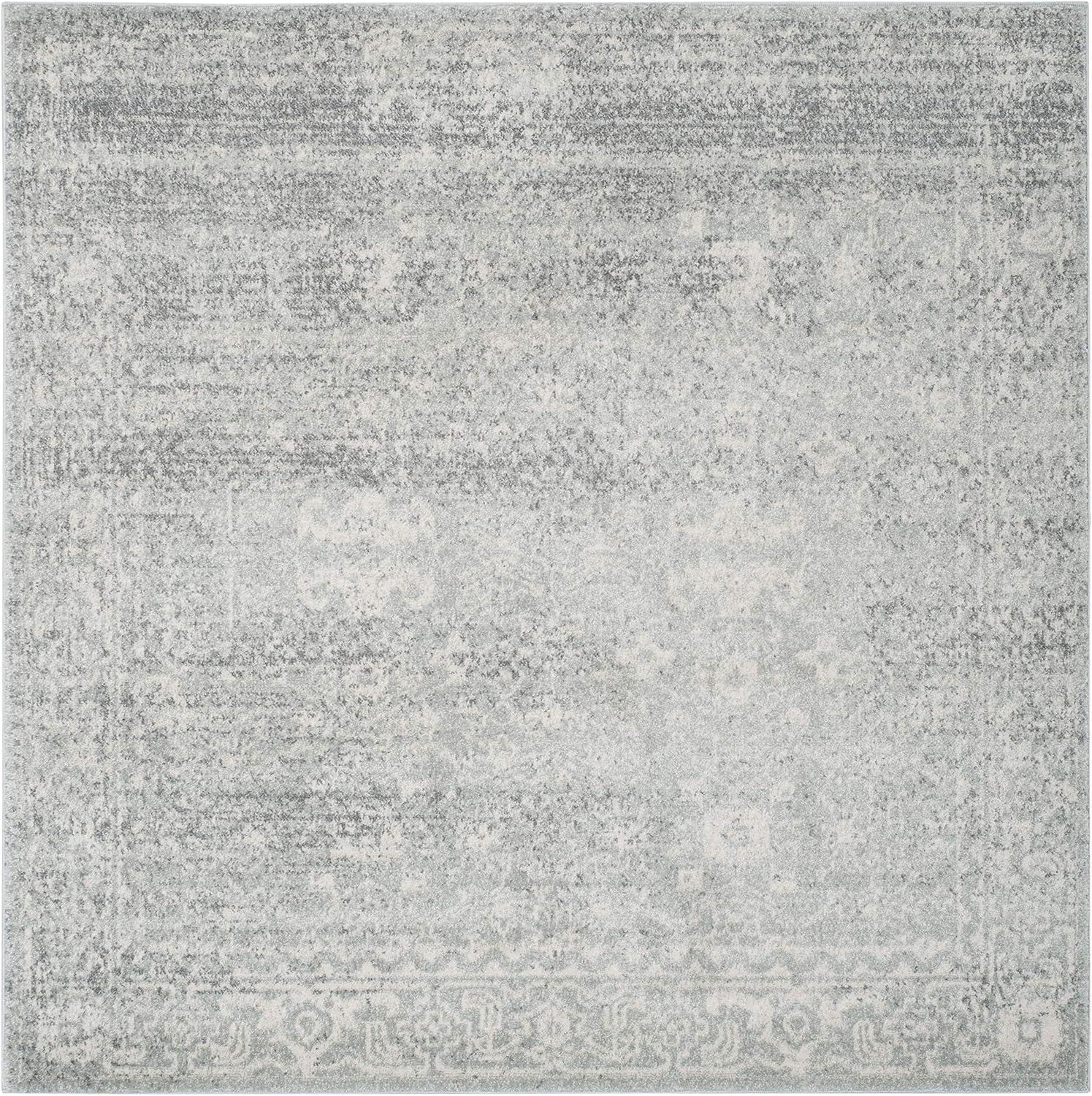 image:imageSAFAVIEH Evoke Collection 8 x 10 Charcoal Ivory EVK270K Shabby Chic Distressed NonShedding Living Room Bedroom Dining Home Office Area RugSilverIvory