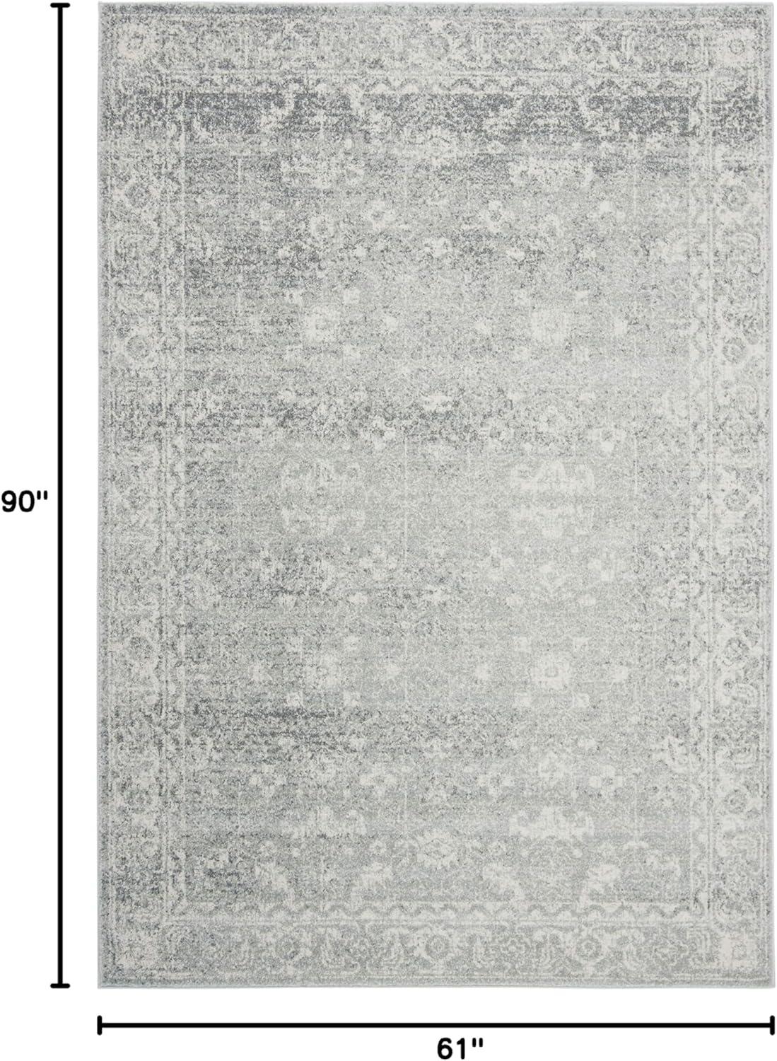image:imageSAFAVIEH Evoke Collection 8 x 10 Charcoal Ivory EVK270K Shabby Chic Distressed NonShedding Living Room Bedroom Dining Home Office Area RugSilverIvory
