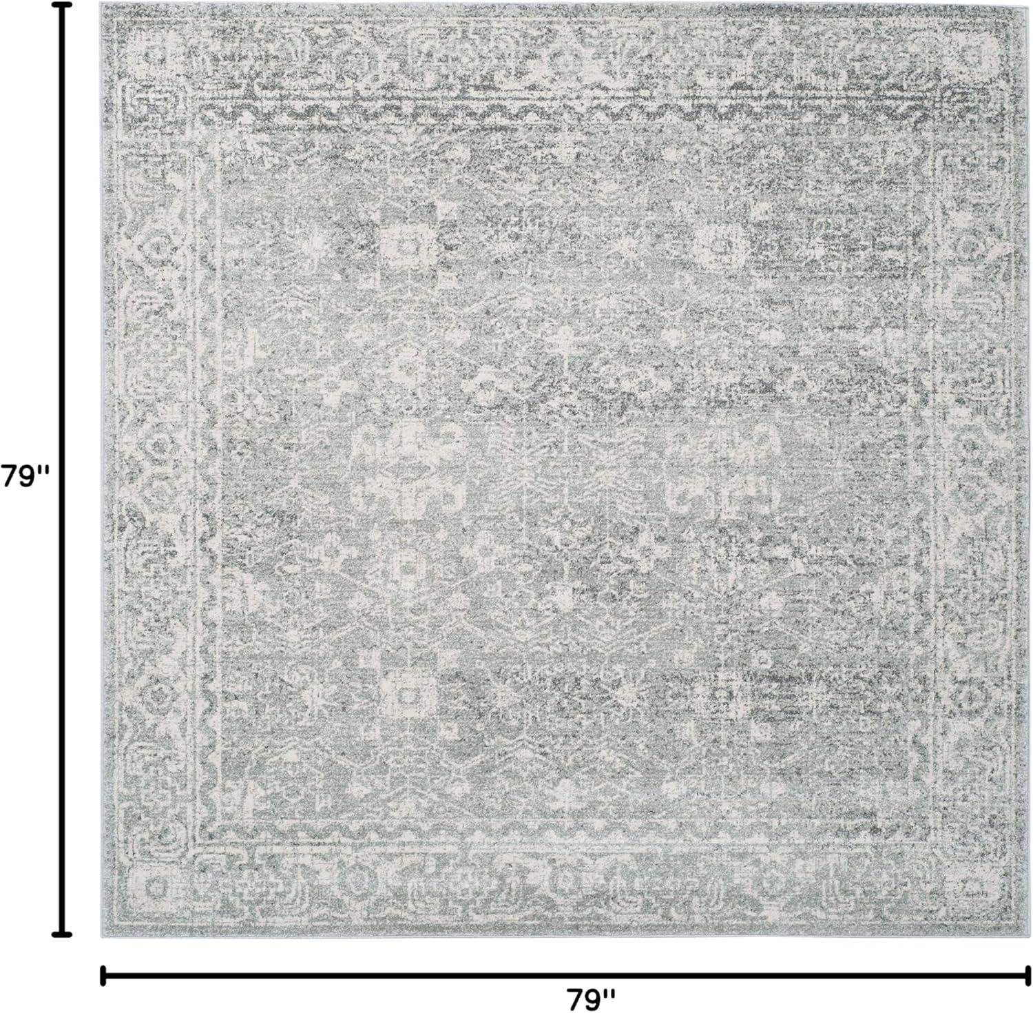 image:imageSAFAVIEH Evoke Collection 8 x 10 Charcoal Ivory EVK270K Shabby Chic Distressed NonShedding Living Room Bedroom Dining Home Office Area RugSilverIvory
