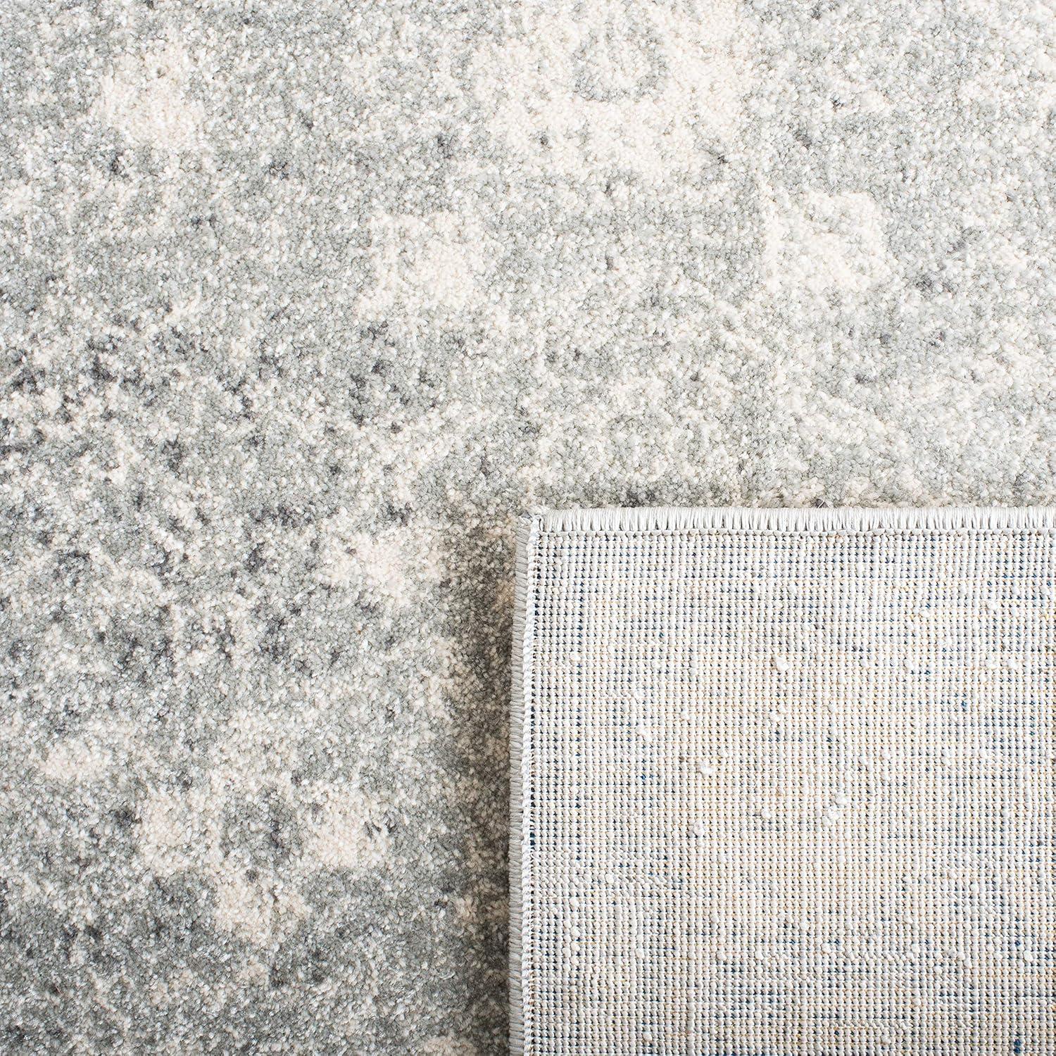 image:imageSAFAVIEH Evoke Collection 8 x 10 Charcoal Ivory EVK270K Shabby Chic Distressed NonShedding Living Room Bedroom Dining Home Office Area RugSilverIvory