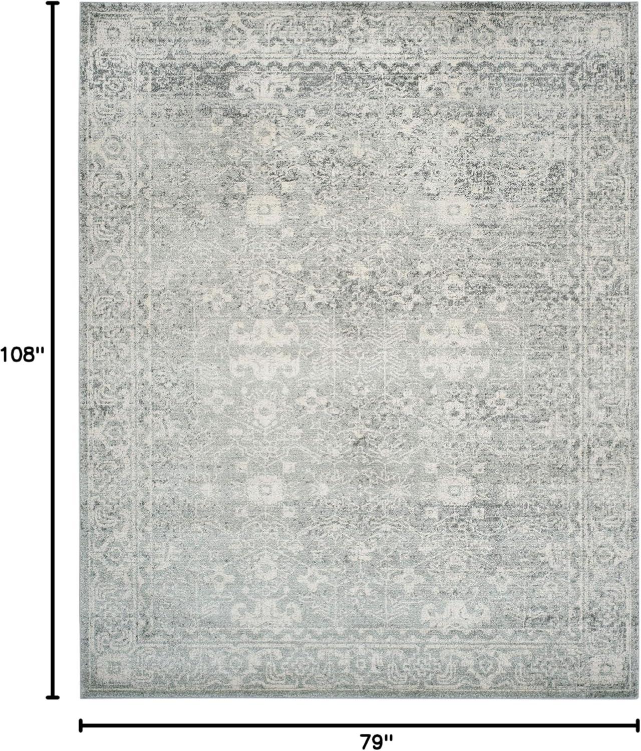 image:imageSAFAVIEH Evoke Collection 8 x 10 Charcoal Ivory EVK270K Shabby Chic Distressed NonShedding Living Room Bedroom Dining Home Office Area RugSilverIvory