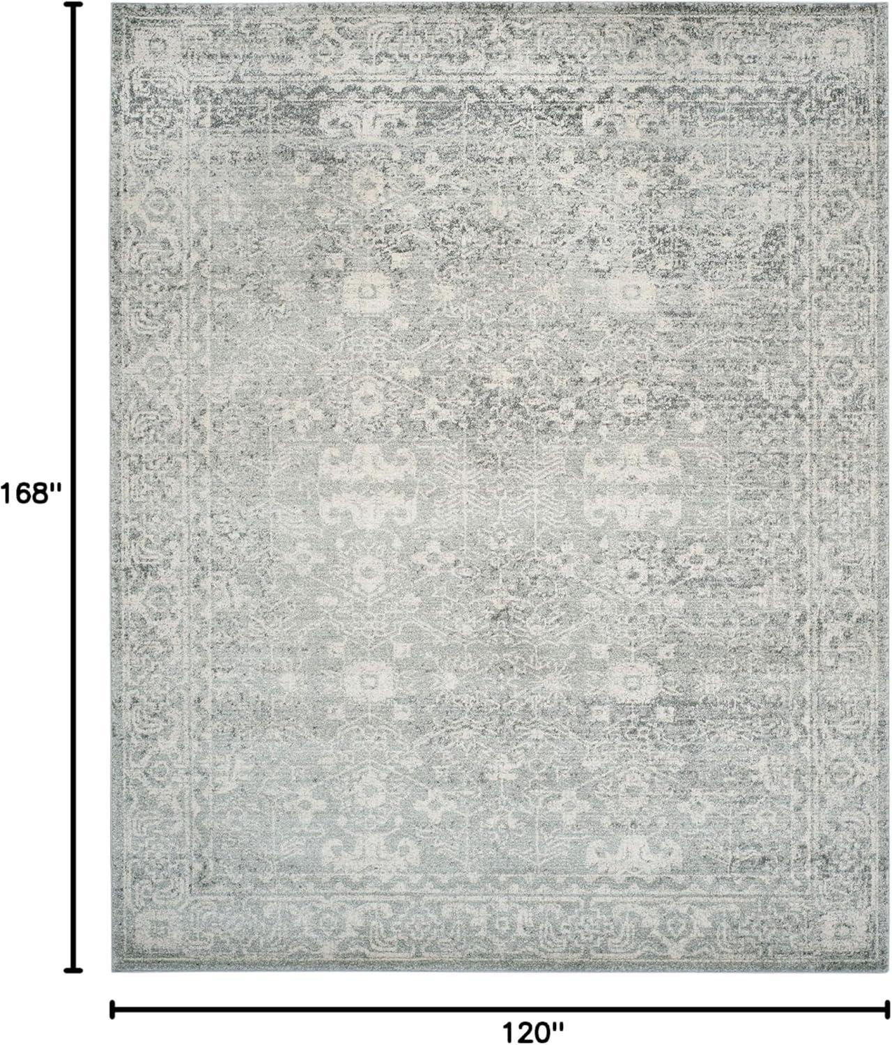 image:imageSAFAVIEH Evoke Collection 8 x 10 Charcoal Ivory EVK270K Shabby Chic Distressed NonShedding Living Room Bedroom Dining Home Office Area RugSilverIvory